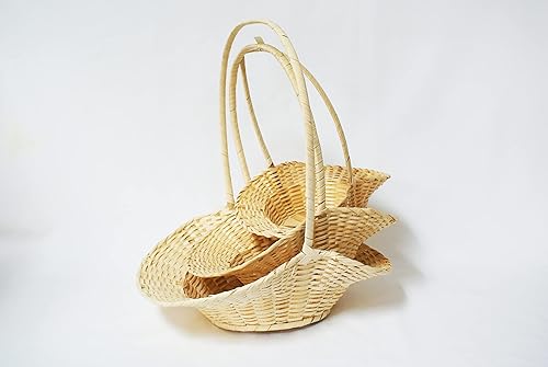 Miniatura 6 de CalCastle Craft Cestas de bambú con asa, cestas de regalo, cestas tejidas para pan, cestas para servir alimentos, material de bambú natural (8