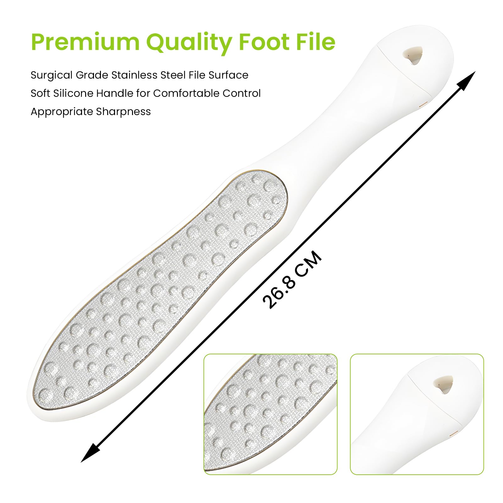 maxtachi 2 in 1 Feet Hard Skin Remover, Double Side Pedicure Foot File, Dead Hard Cracked Skin Calluses Remover, Highly Effective Foot File for Foot Spa-White - Image 3