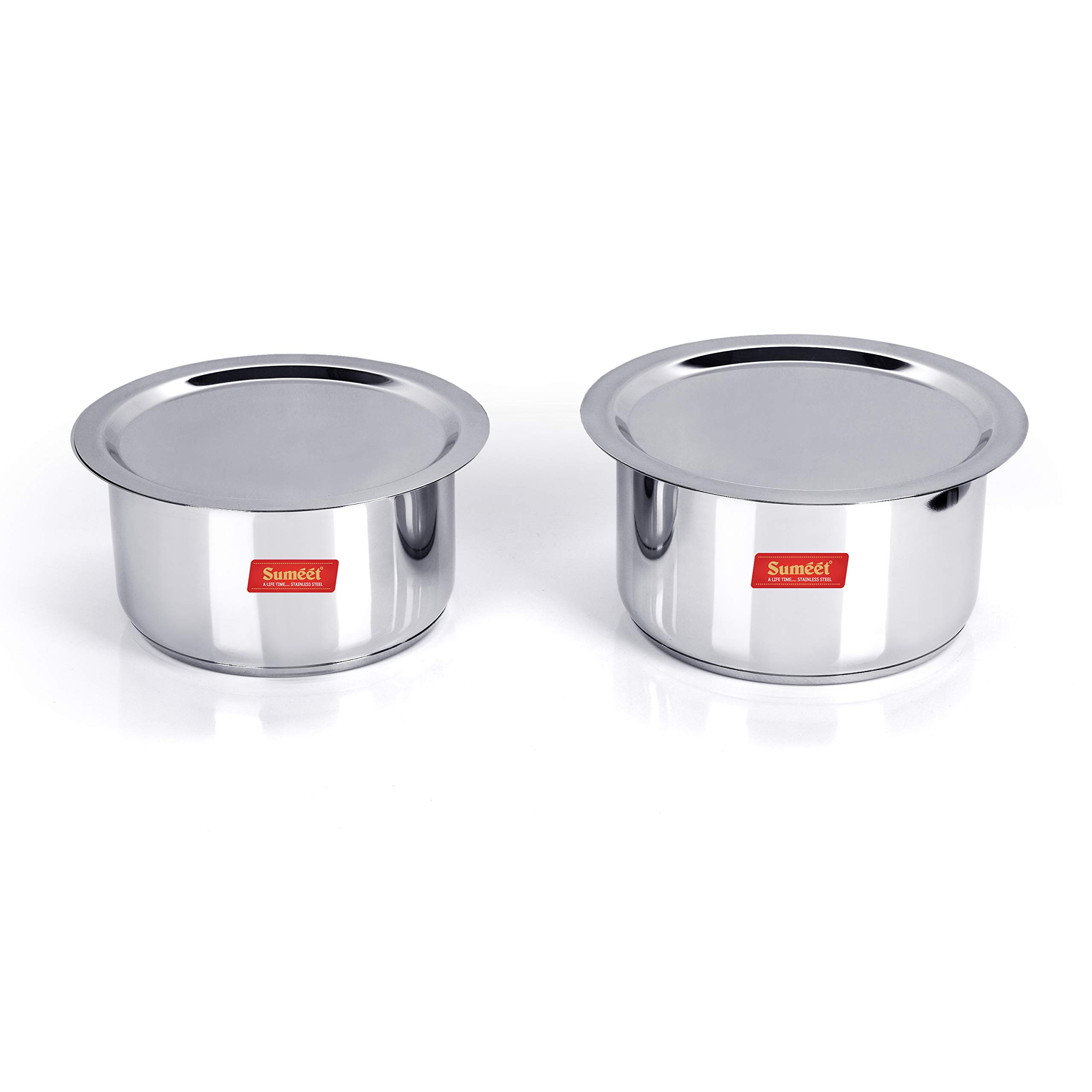 Sumeet Stainless Steel Cookware Set, 3.5 L, 4 L, 2 Piece (Silver, Mirror Finish, 3.5 & 4 Liters) 2
