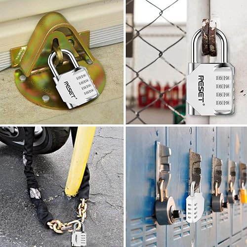 Miniatura 6 de RESET -060 - Candado de combinación de 4 dígitos para exteriores, para escuela, gimnasio, deportes, casillero, valla, caja de herramientas, puerta,