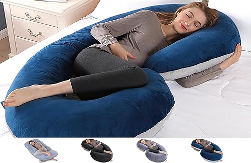 Miniatura 1 de yoyomax Almohadas de embarazo, en forma de C, almohada de maternidad de cuerpo completo, almohada de embarazo de espuma viscoelástica con funda de