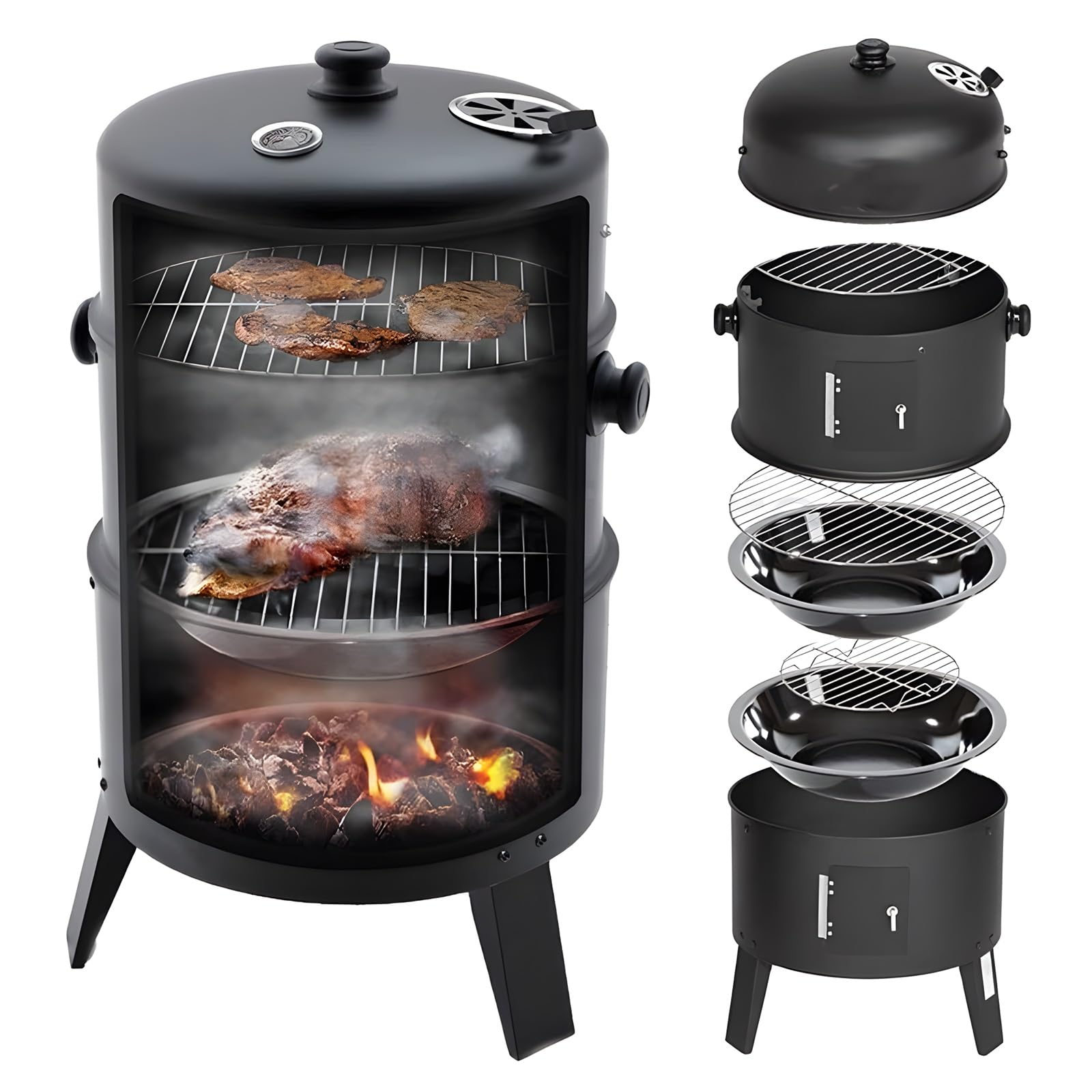 Amazon.co.jp: 燻製器 バーベキューコンロ 薪ストーブ 炭受け皿付き