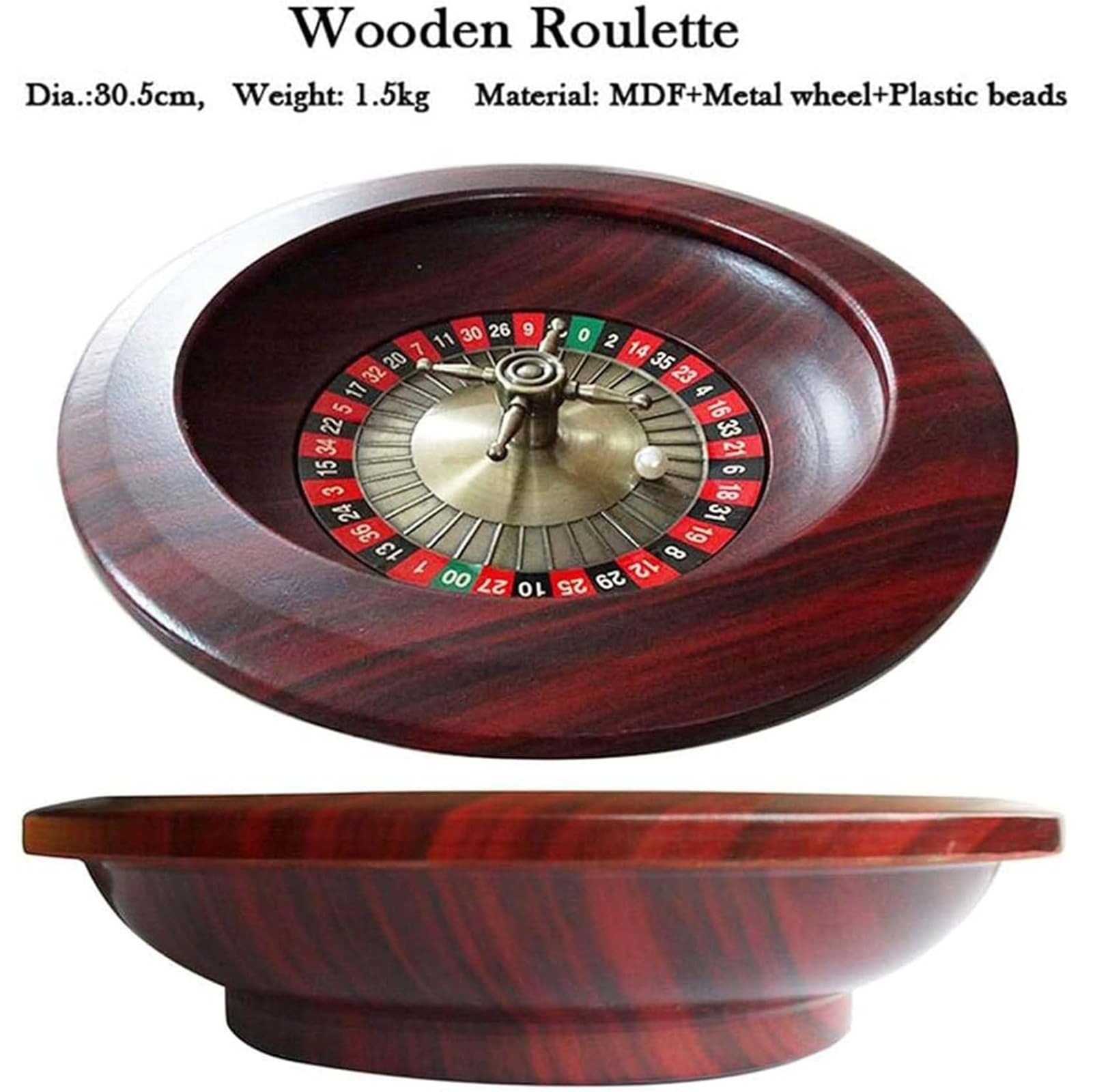 Générique Roulette De Jeu De Jeu De 12 Pouces Portable Roulette De Casino Roue De Paris en Bois Accessoires De Bureau Jeux De Table Occasionnels pour Une Soirée De Jeu Essentielle