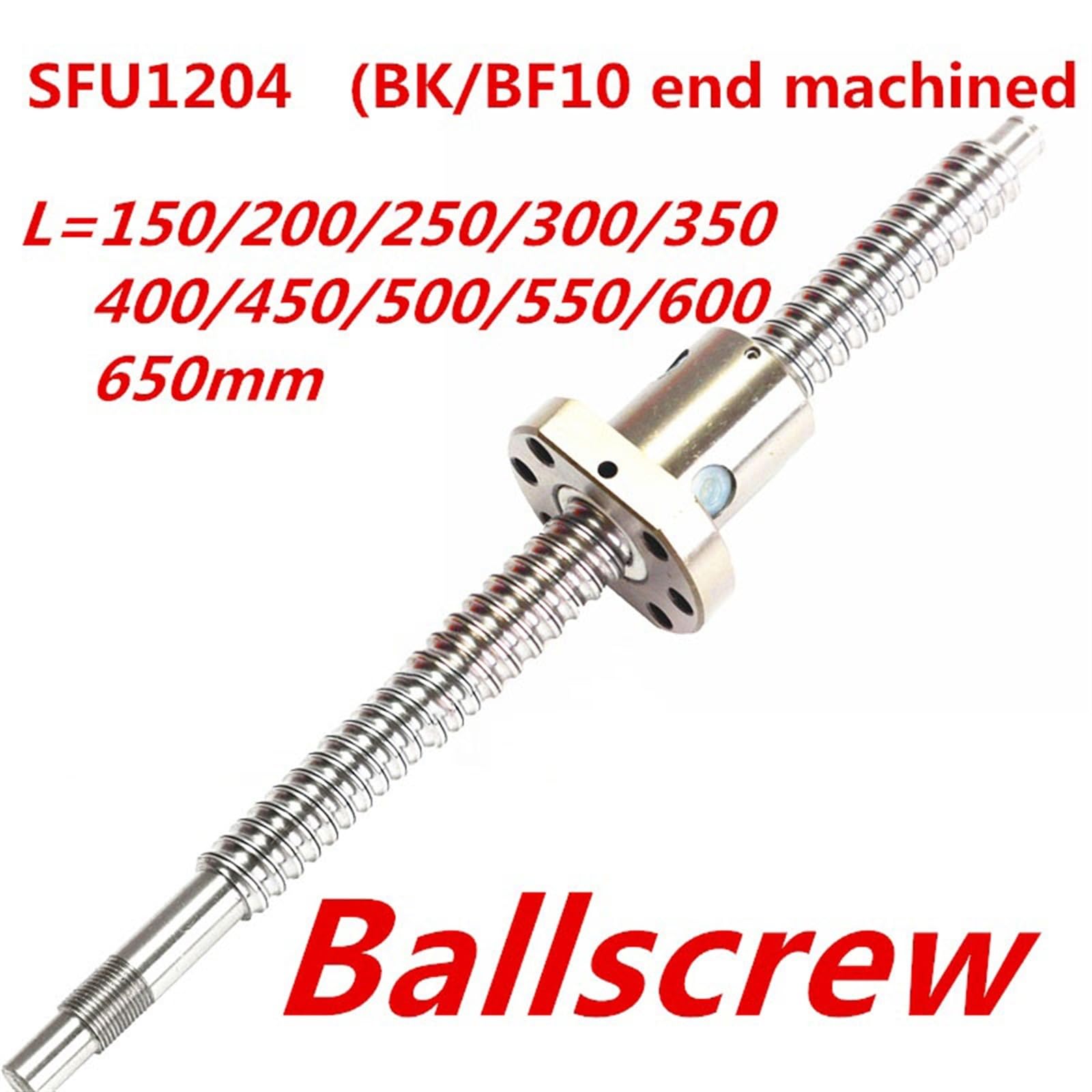 Vite a ricircolo di sfere C7 1204 diametro 12 mm, passo 4 mm, estremità lavorata BK10 BF10 filettatura destra SFU1204 con dado a ricircolo di sfere viaggio a tappe(400mm)