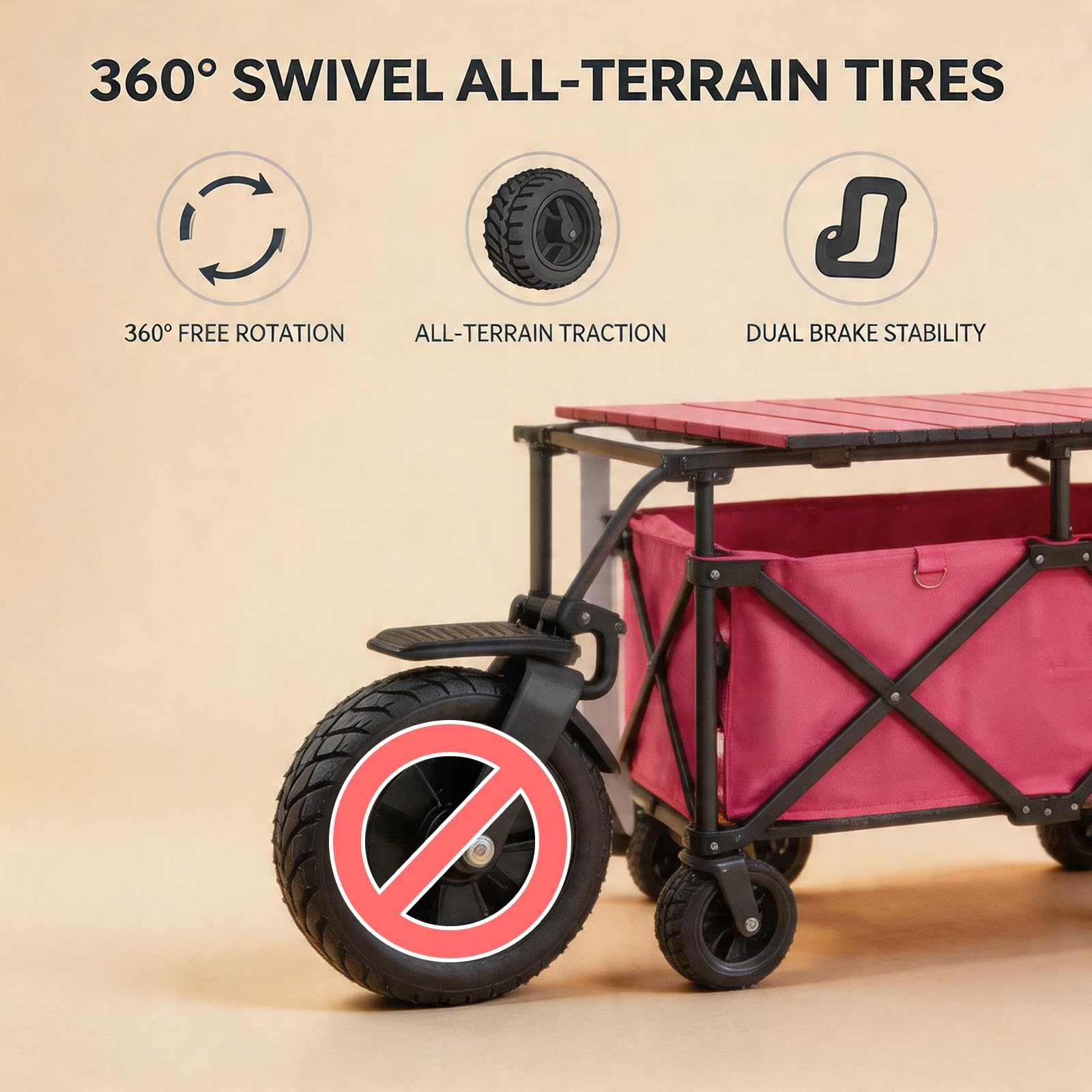 Puesto de Venta Plegable Carro Móvil de Venta Ambulante de Comida con Ruedas Freno y Remolque Pequeño para la Venta de Frutas Verduras y Bebidas.(Brown,160x60cm)