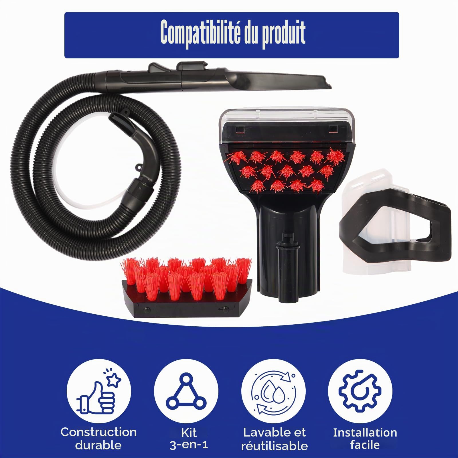 Composant de tuyau de nettoyage amélioré 1606127 de 7,6 cm, outils de nettoyage, brosse de rechange pour aspirateur Bissell Little Green ProHeat 2694, 2513, 5207, 2513E, 4720M