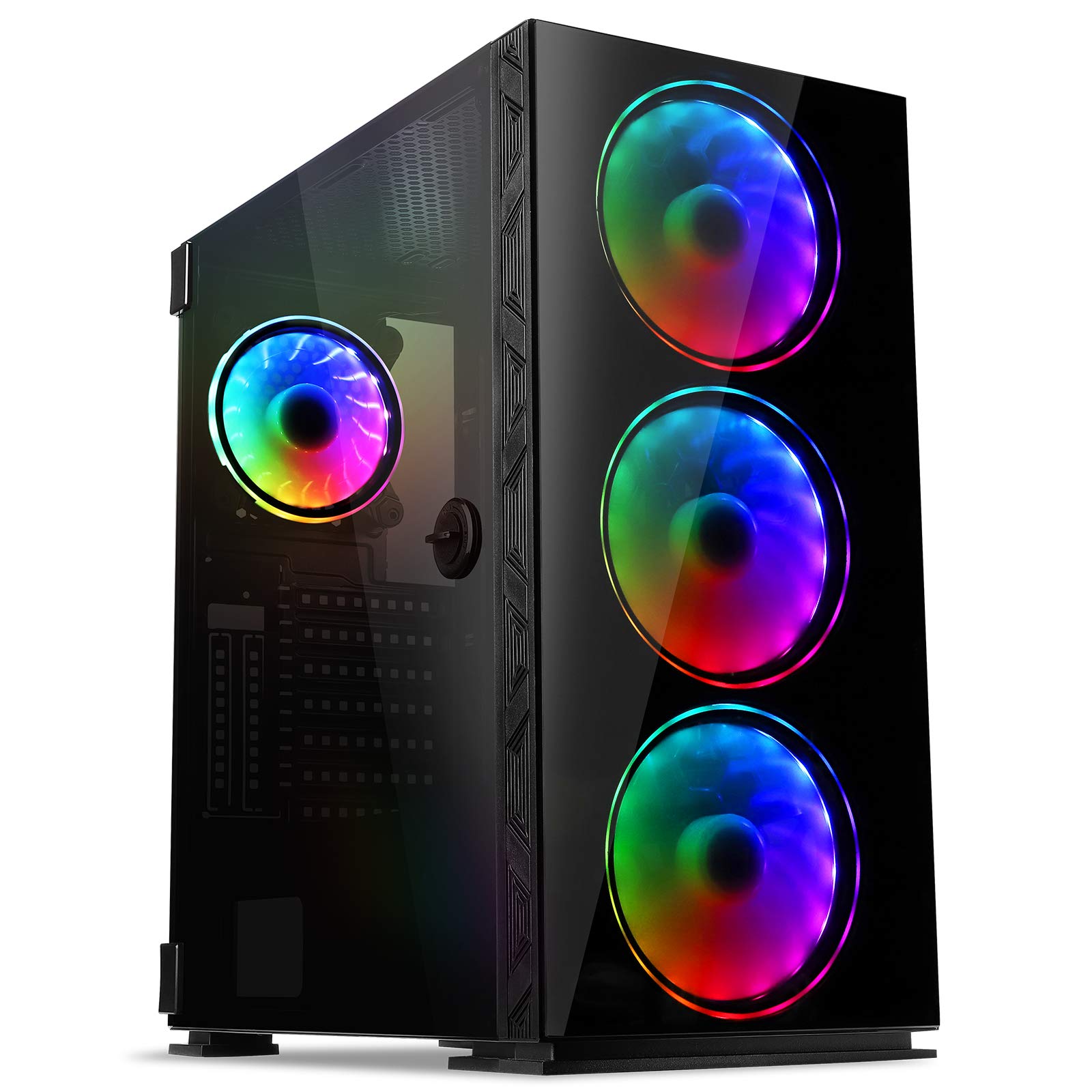 Buy GIM ATX MidTower Case with 4 RGB Fans PreInstalled, Black PC
