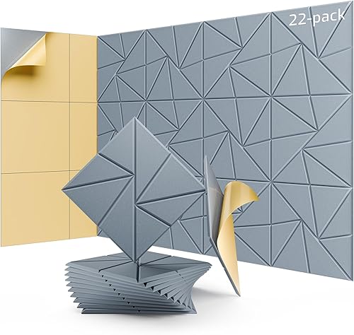 Miniatura 29 de Paquete de 12 paneles acústicos, paneles de espuma a prueba de sonido para paredes, paneles de pared autoadhesivos de alta densidad a prueba de
