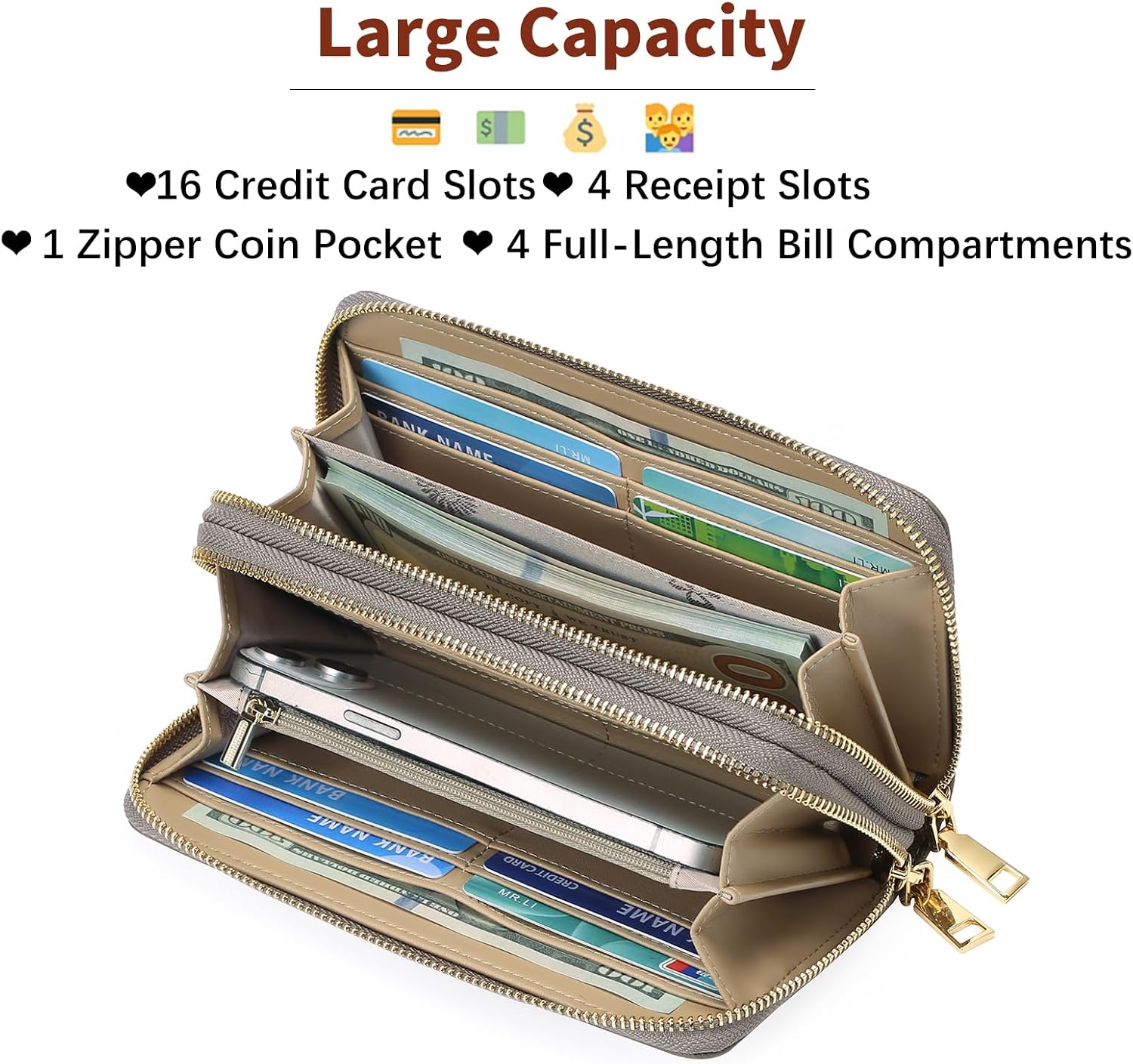 GOIACII Women's Wallet RFID Blocking Leather Wristlet image 3
