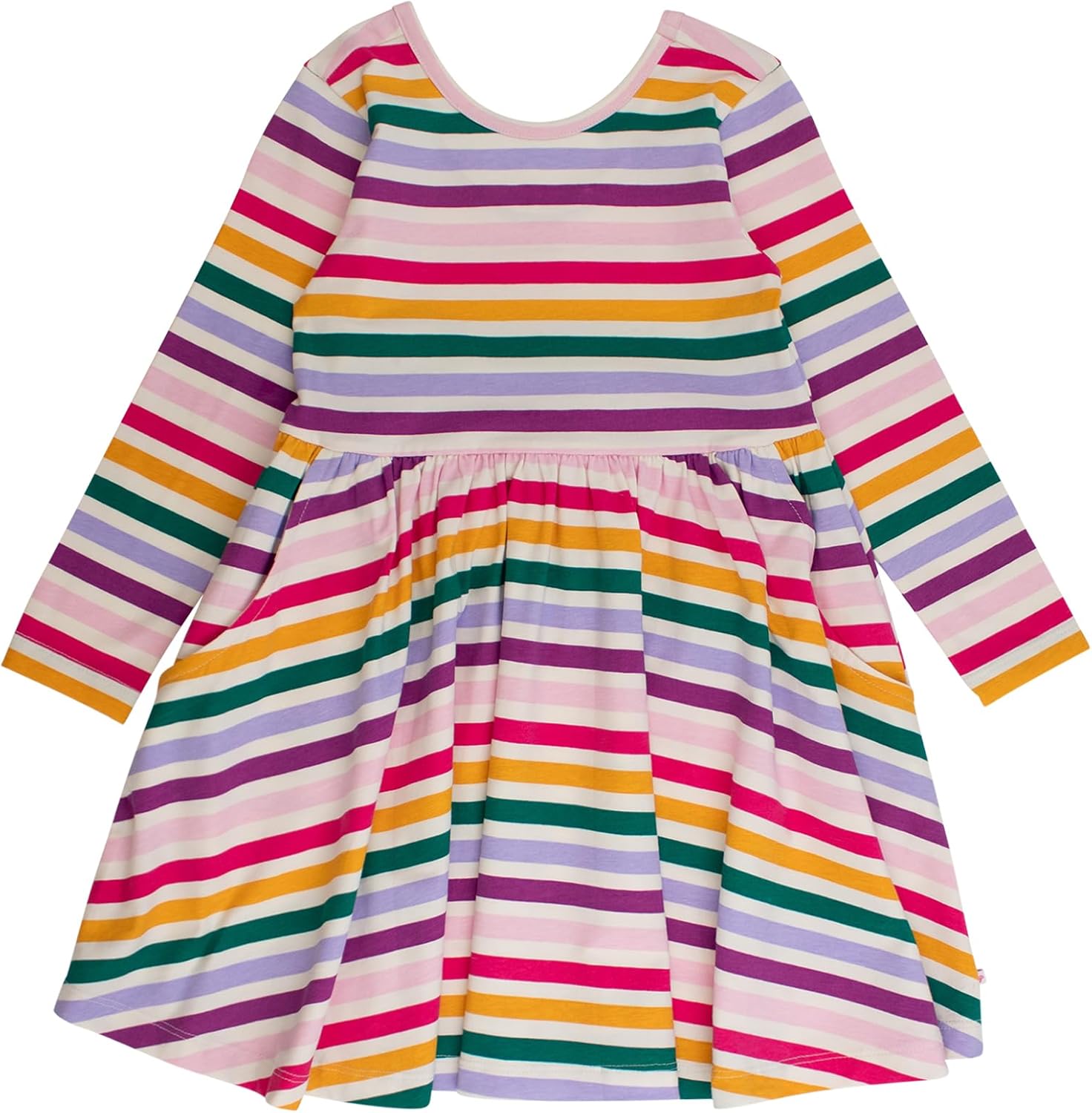 RuffleButts Baby/Toddler Girls Knit Long Sleeve Twirl Dress with Pockets