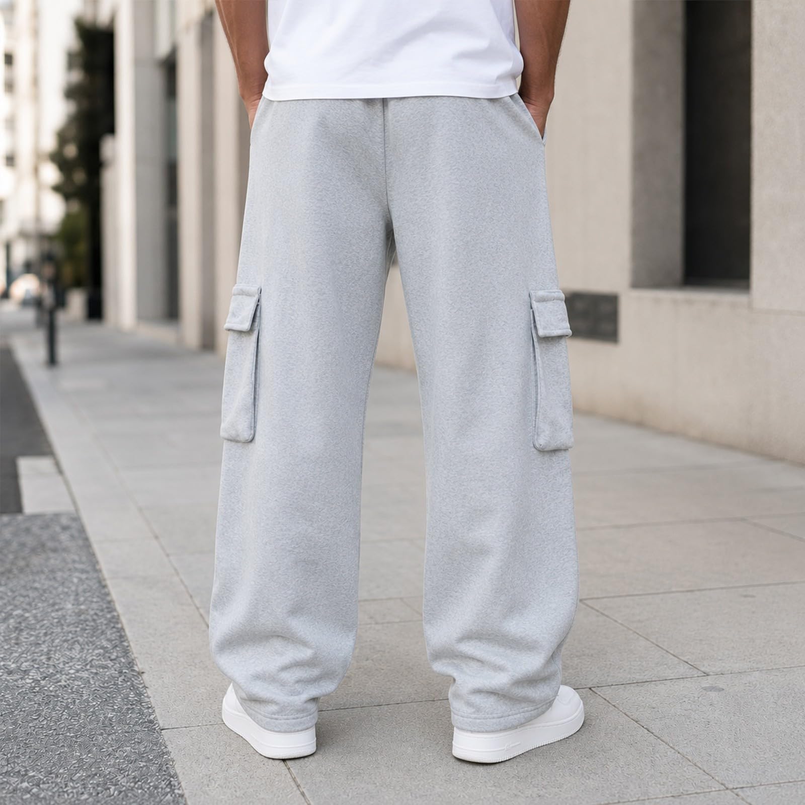 Pantalones de chándal holgados para hombre, de algodón, con cordón, con bolsillos, largos, informales, para exteriores, cintura elástica, pantalones cargo cómodos, pantalones de senderismo