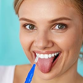 BBTO 100 Pcs Braces Dental Brush Flosser for Cleaner Interdental Brush Toothpick Tooth Flossing Head Oral Dental Toothpick Cleaners Cleaning Tool(Blue)