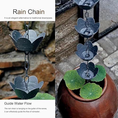 Miniatura 4 de WQS88RDX Rain Chain Rain Gutter Chain, Functional and Decorative Rain Chains Replacement Gutter Downspouts(260cm (8.5ft))