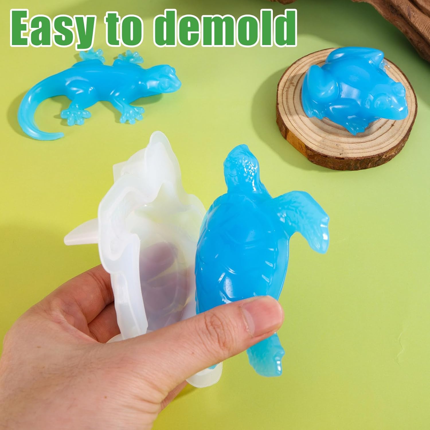 Gosknor 3pcs Reptiles Silicone Mold for Resin Crafting, 3D Reptiles Mold