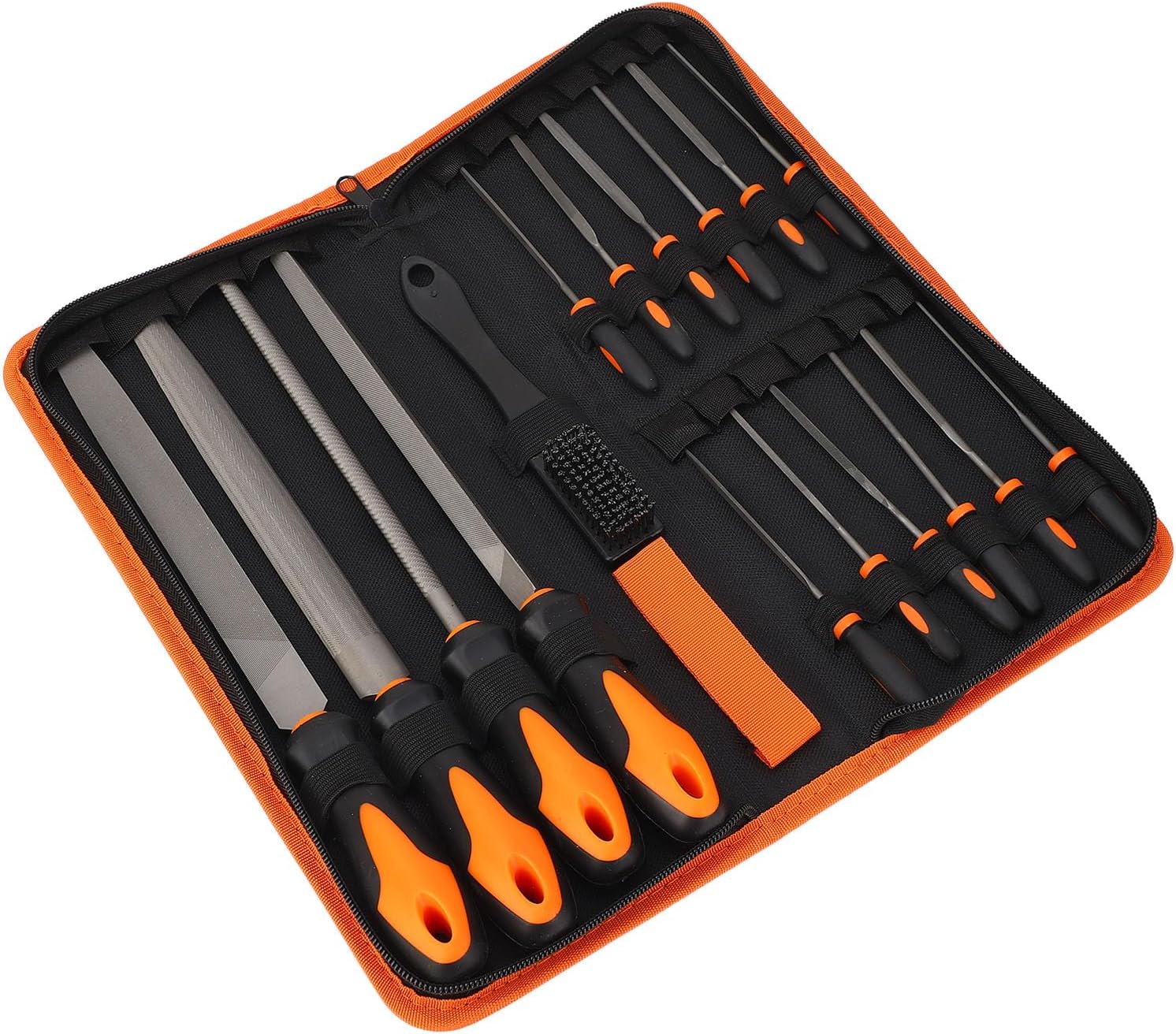 GIFTER Professional 18Pcs T12 Alloy Steel File Set with Soft Rubber Handle Includes Large Files Cleaning Brush and Portable Storage Case for Wood Metal More Grinding Projects