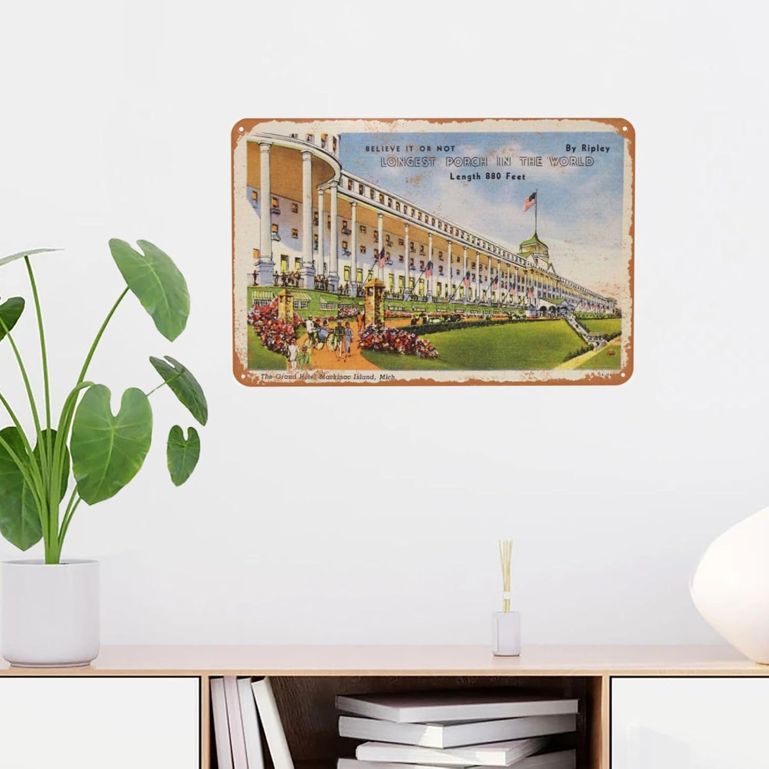 Vintage Metal Sign, Grand Hotel Mackinac Island Tin Signs, Versatile Plaque Decor Poster for Home Man Women Bar Home Man Cave Accessories Garage Backyard Bedroom Wall Gift 12 x 8 Inch image 4
