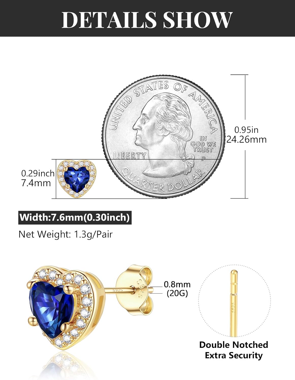 Silvora Birthstone Earrings for Women Hypoallergenic 925 Sterling Silver Heart/Ronud/Square/Pear Stud Earrings With Cubic Zirconia, 12-Months Gemstone Jewelry with Gift Box
