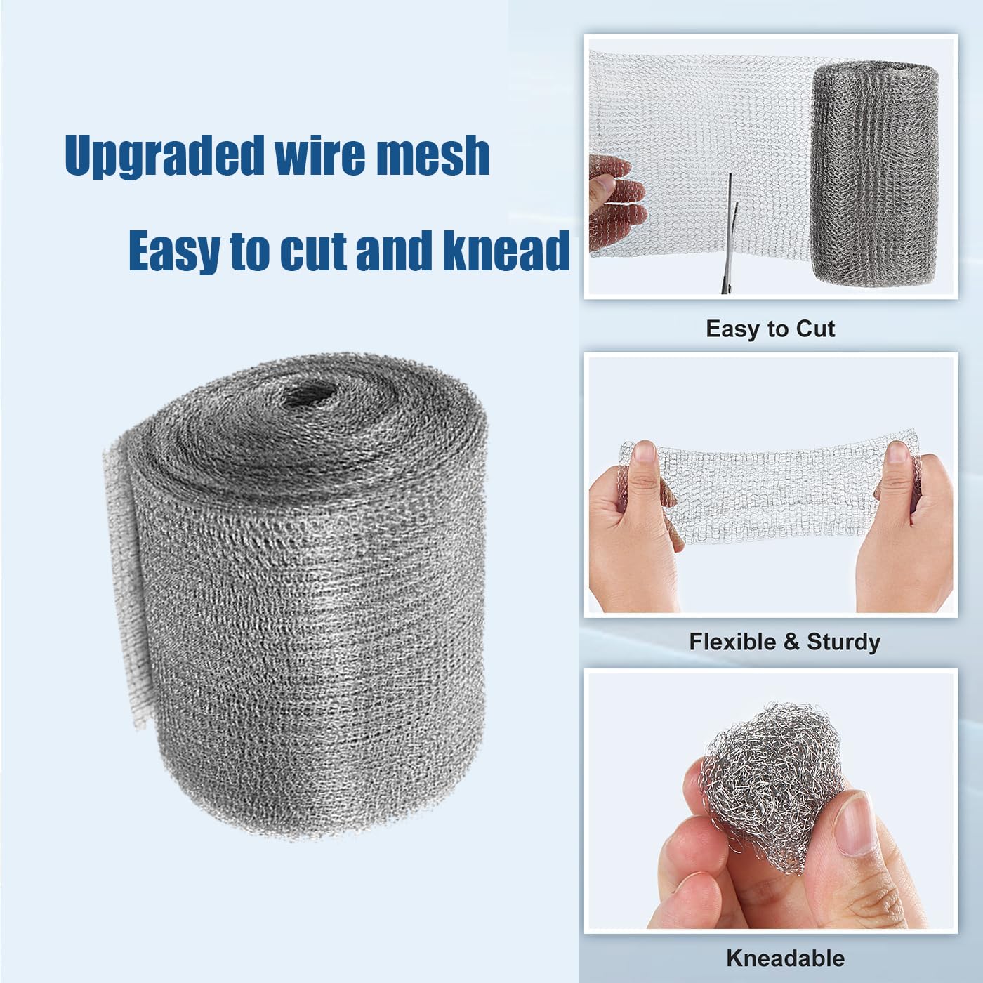 Stainless Steel Mesh Screen Mesh Steel Wool Mice Control Wire Mesh Weep Hole Covers for Brick Walls Wire Mesh Hole Fill Fabric Stainless Steel Mesh Roll Easy to Work- 5 Inch x 60 Inch