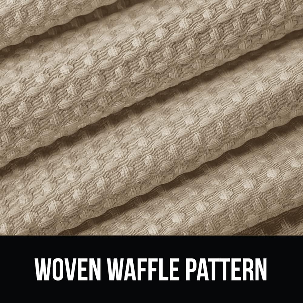 Gorilla Grip Chenille Bath and Waffle Shower Curtain, Bathroom Size 60x24, Machine Washable, Waffle Shower Curtain Size 72x72, Thick Weighted Fabric, Both in Beige, 2 Item Bundle