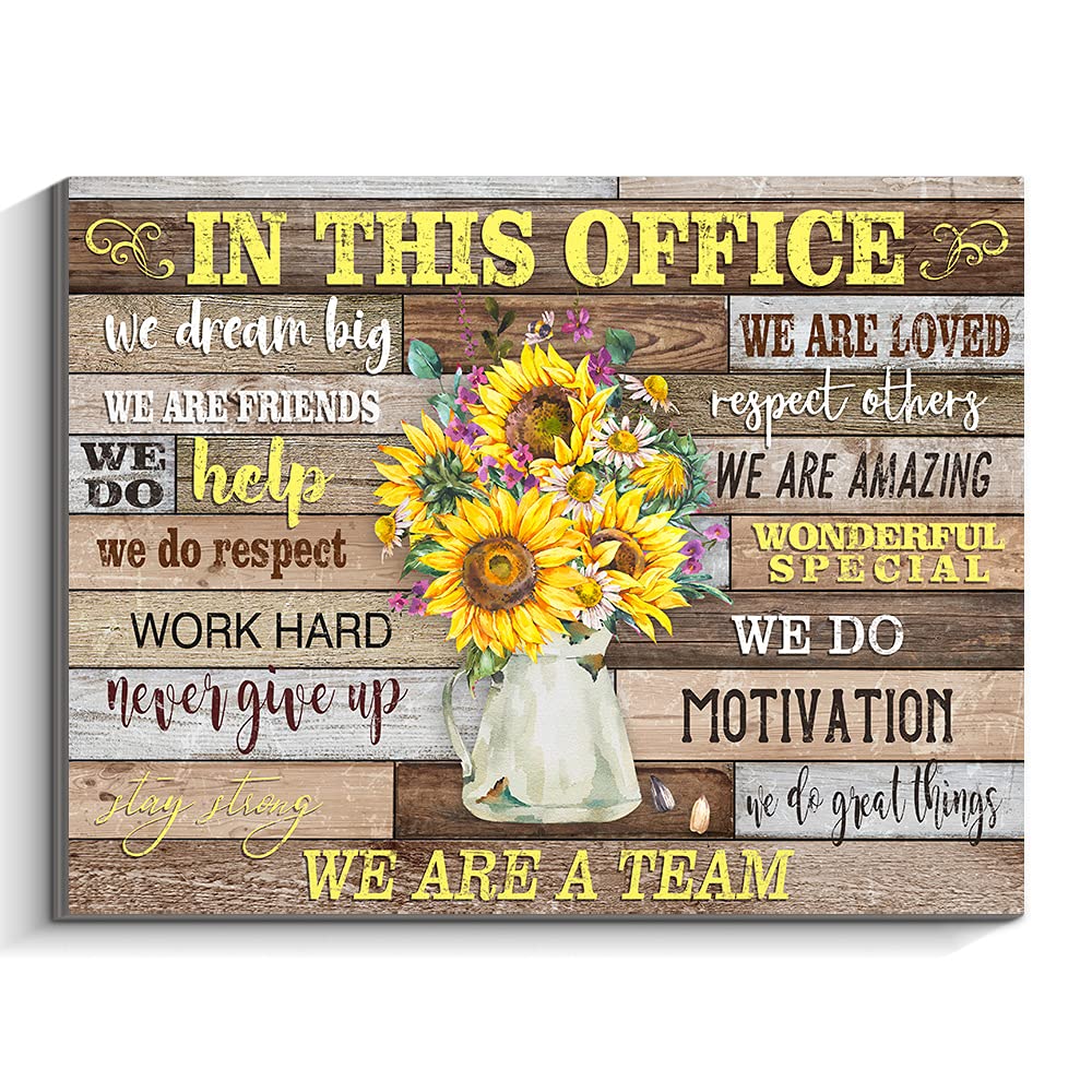 In This Office Wall Art, We Are A Team Office Signs Decor, Human Resources Office Wall Décor, Rustic Motivational Quotes Hanging Wood Sign, Team Gift, Gift for Leader (11 x 14 inch, Light-brown)