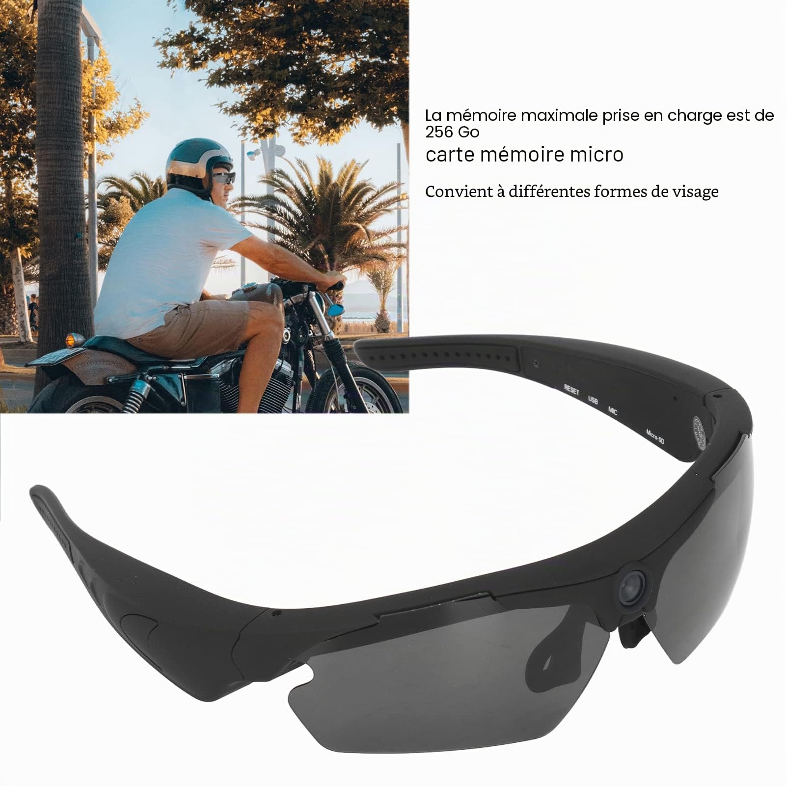 Tosuny Lunettes de Caméra FHD 1080p, Lunettes de Soleil Vidéo Intelligentes avec Objectifs Polarisés, Enregistrement Audio et Vidéo, Lunettes D'action de Sport pour la Conduite