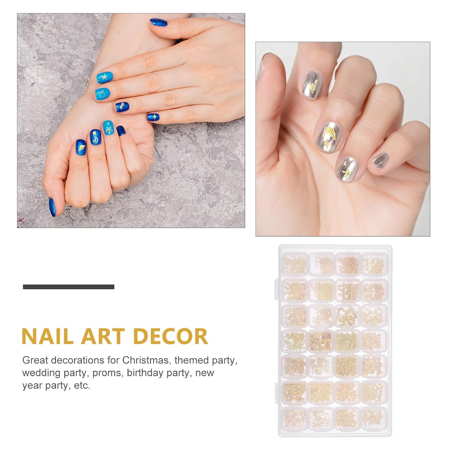1 Box Golden Star Moon Nail Art Accessories with Rivet Sequins | DIY Manicure Decor, Suitable for Invitations and Mobile Phone Cases, Shiny Delicate Style for Salon or Night out Use