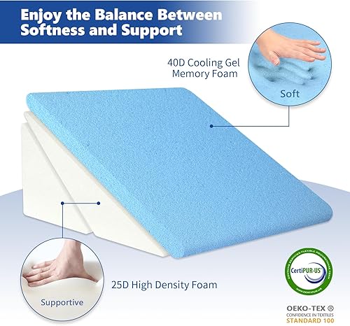 Miniatura 3 de Almohada de cuña de cama para dormir, 7.5, 9, 11 y 12 pulgadas, ajustable, de espuma viscoelástica, para postcirugía para soporte de espalda,
