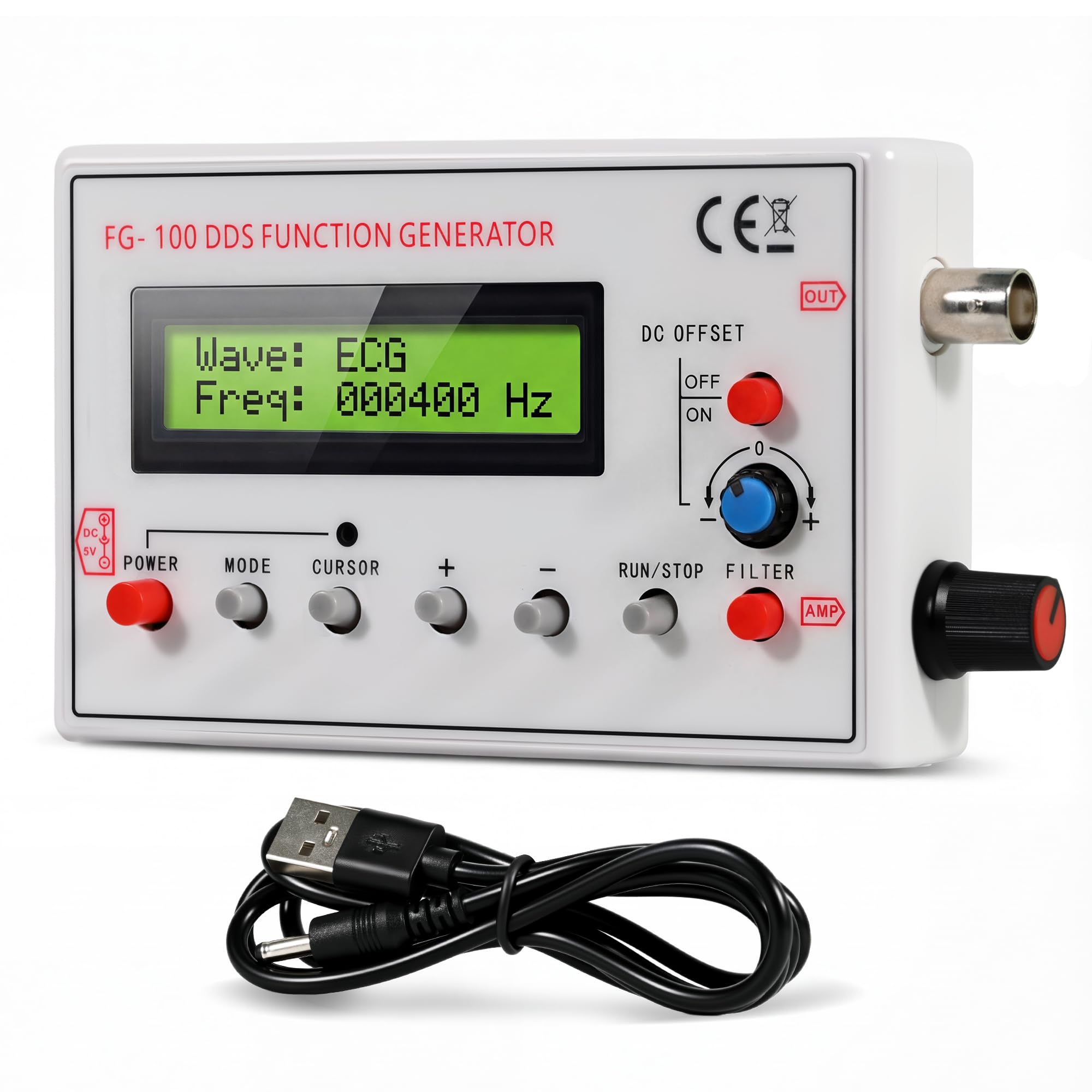 Photo 1 of 1Hz-500kHz DDS Functional Signal Generator, Portable Frequency Generator, Audio Signal Generator, Sine/Triangle/Square/Sawtooth Waveforms, FG-100