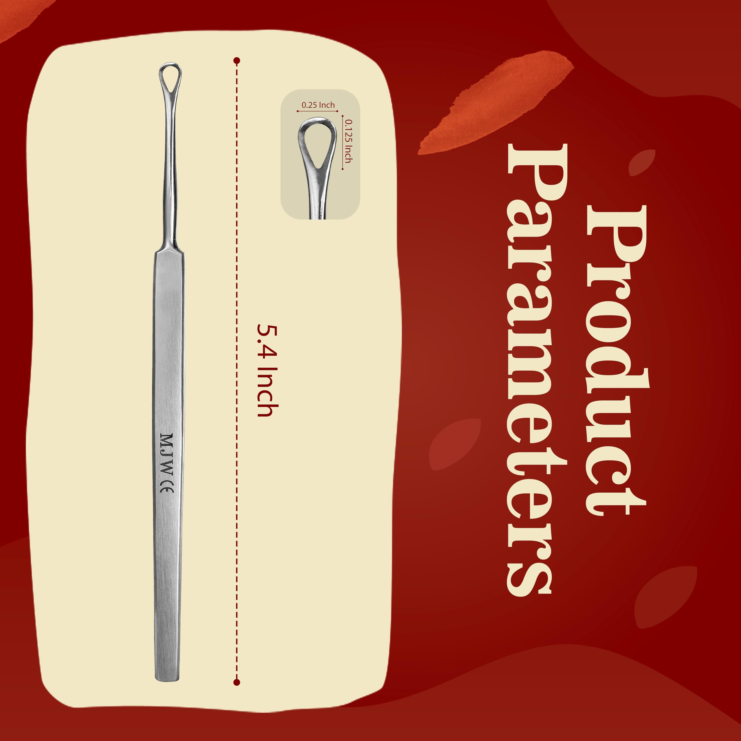 MJW Professionale Rimuovi cerume Di acciaio inossidabile- Strumento Curette Orecchie A Rimuovere l'irrigazione Dell'orecchio, Detergente per Orecchie Igienico Riutilizzabile per Adulti e Bambini