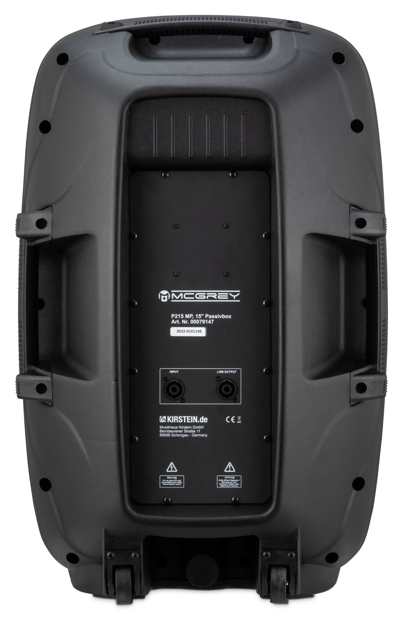 McGrey P215 MP Passiv-Lautsprecher - Belastbarkeit: 120 W RMS / 800 W Peak - Widerstand: 8 Ohm - 2-Wege-System mit 15" Woofer und 1" Hochtöner - Schalldruckpegel (SPL): max. 96 dB - Schwarz