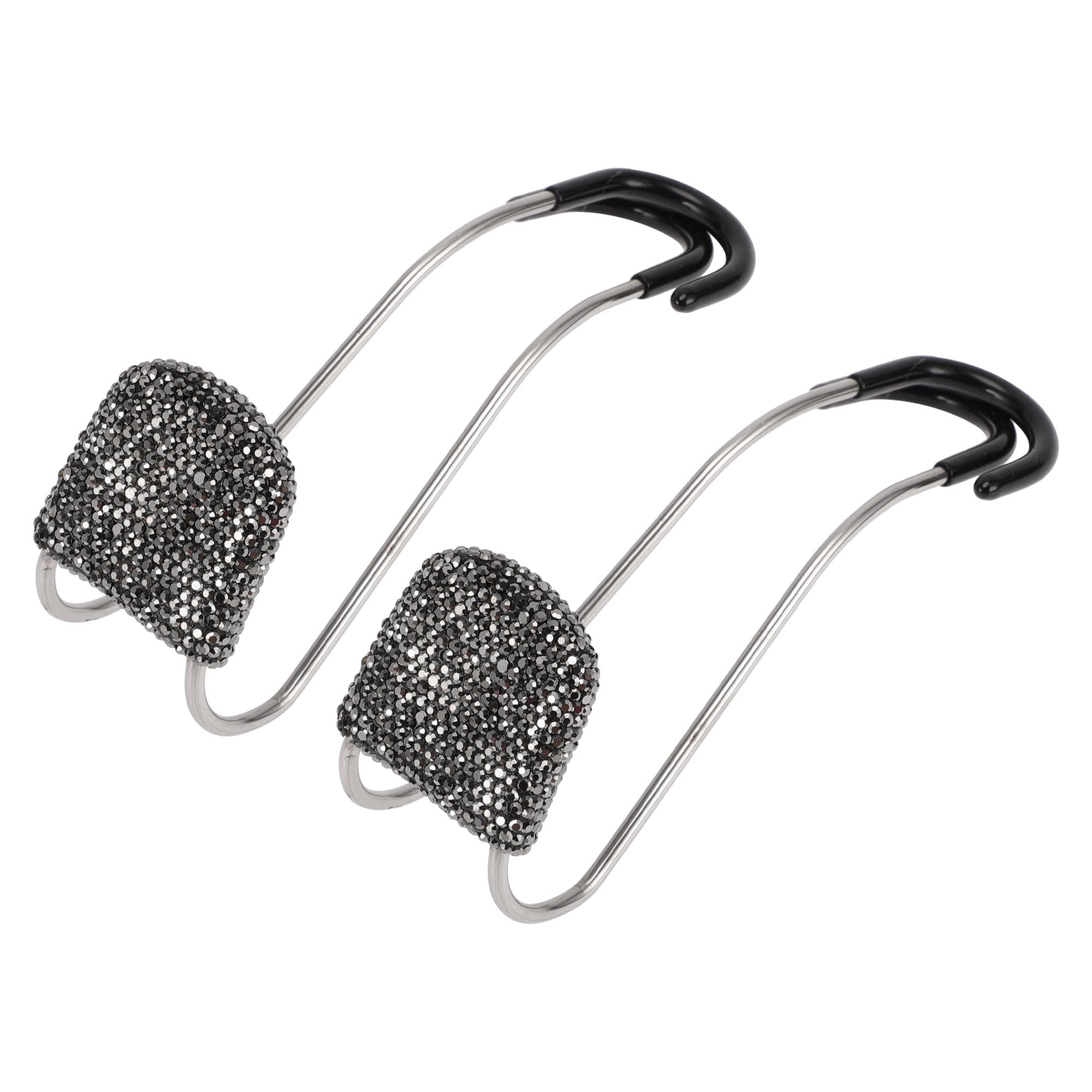 HEROFFIX 2 Pcs for Purses and Bags, Umbrella Etc Car Seat Headrest Hook Sturdy Car Seat Back Organizer Hooks Gloss Black Rhinestones 6.14"x1.81"