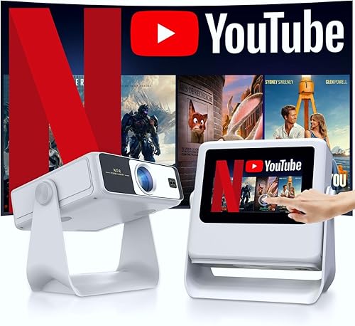 Proyector portátil con pantalla táctil con WiFi6 y Bluetooth, soporte nativo 1080P 4K con aplicaciones integradas, WiFi de doble banda, proyector de