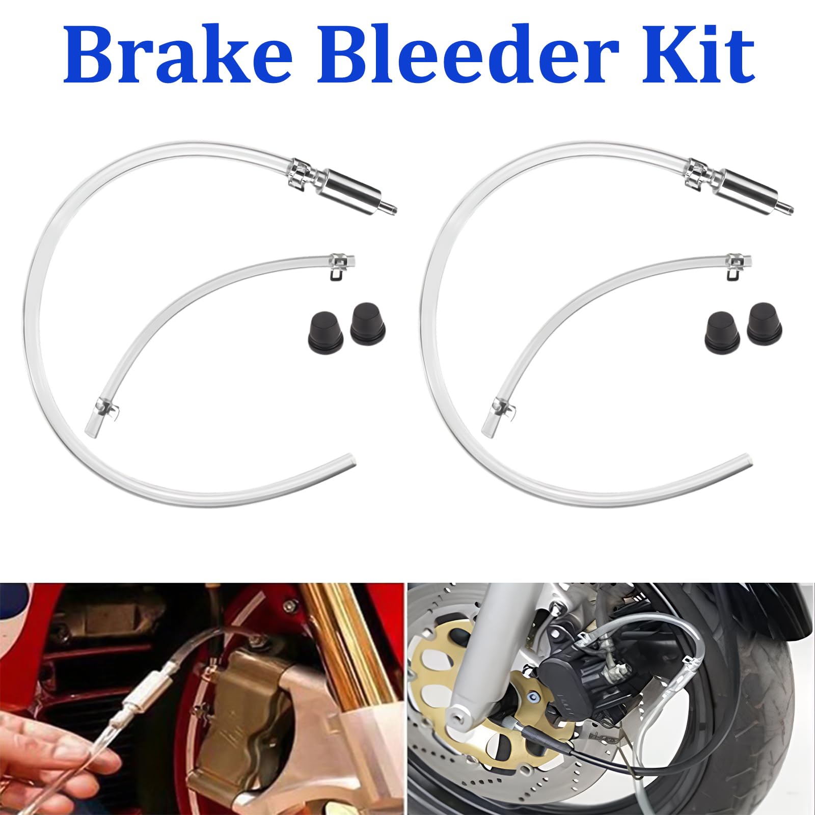 AOUZOVLI 2 Set Tubo Flessibile per Lo Spurgo Freni Moto, Spurgo Freni Moto, Spurgo-Freni Auto con Valvola di Non Ritorno, Kit di Spurgo-Frizione per Moto, Scooter E Biciclette