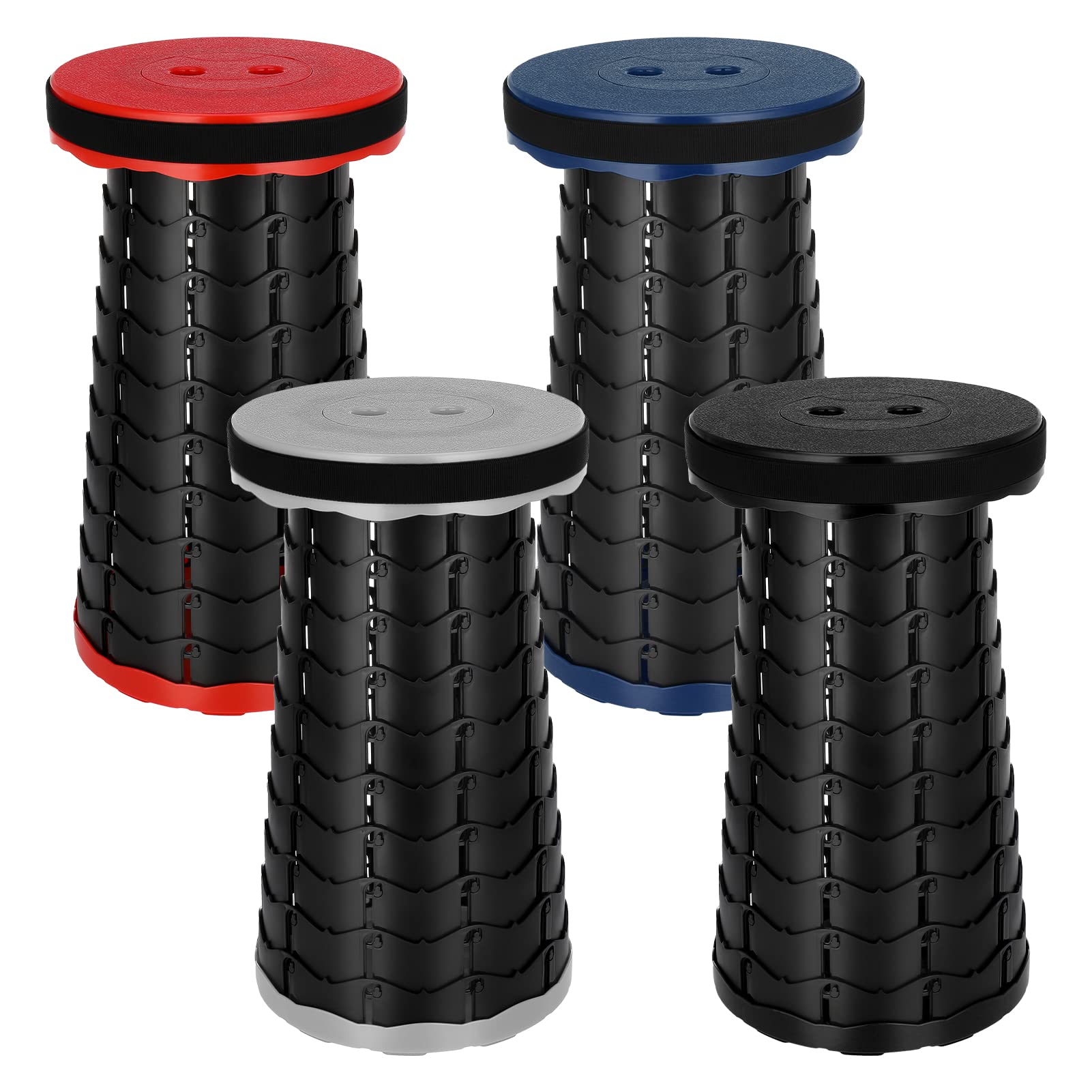 BOWINR 4 Pack Portable Folding Stool Retractable Telescoping Stool Lightweight Collapsible Chair for Adults Sturdy Foldable Seats with Load Capacity 600 lbs for Camping Fishing Hiking BBQ Outdoor