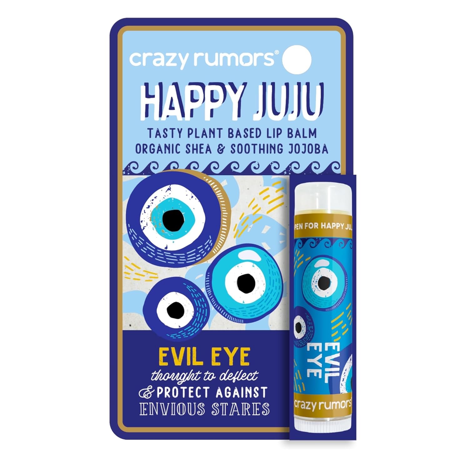 Crazy Rumors Happy Juju All Natural, Plant-Based Lip Balm with Organic Shea & Jojoba 1 Pack (Evil Eye) Crazy Rumors Happy Juju All Natural, Plant-Based Lip Balm with Organic Shea & Jojoba 1 Pack (Evil Eye)