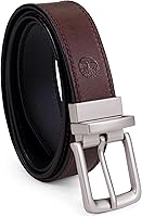 Timberland Men's 35mm Classic Leather Reversible Belt - Genuine Leather, Silver Buckle, Feathered Edge for Versatile Style