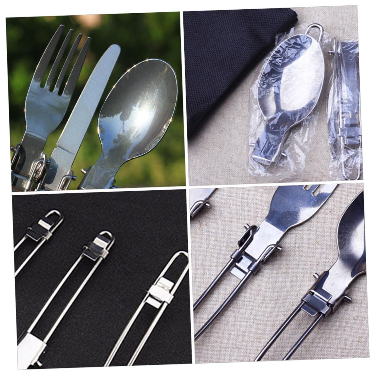 Toyvian 4 Set posate pieghevoli cucchiai in acciaio inossidabile posate in acciaio inossidabile singole forchette pieghevoli di stoviglie Silver