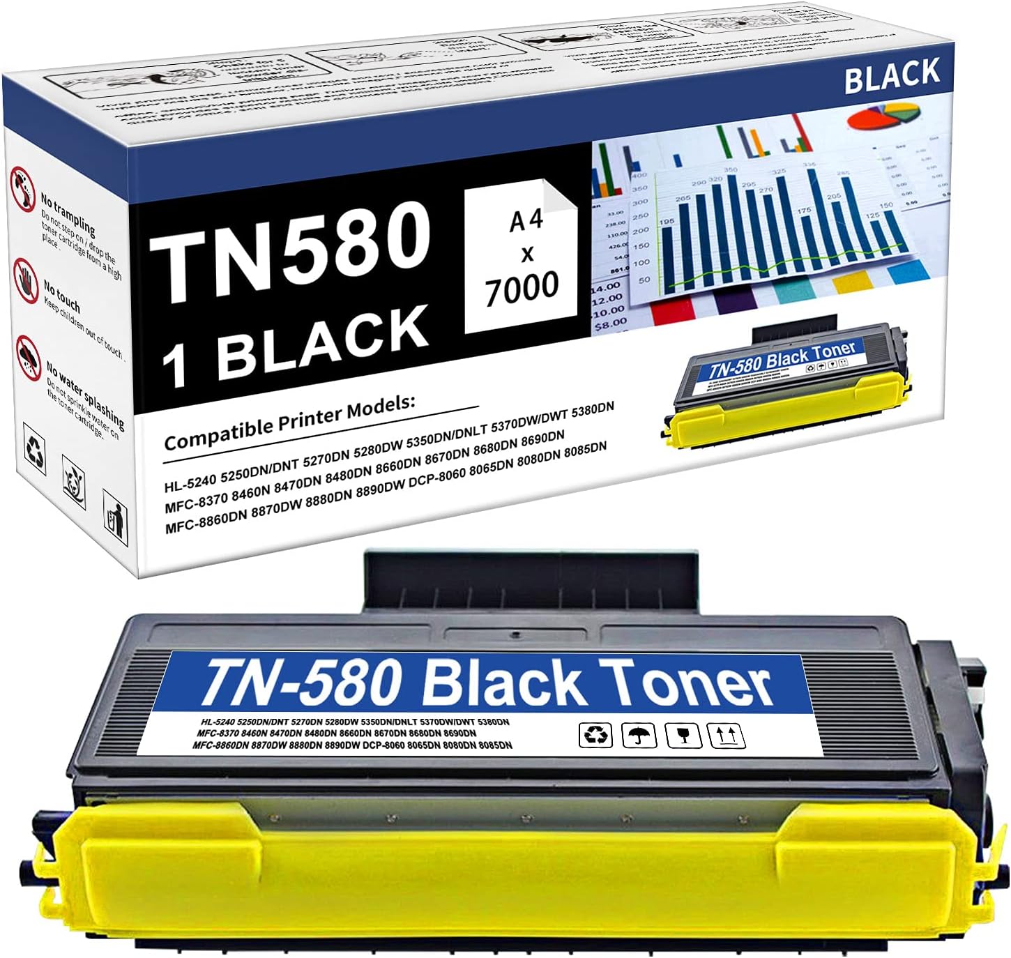PAIC HOBBYUNION Compatible Toner Cartridge Replacement for Brother TN580 Black,1Pack