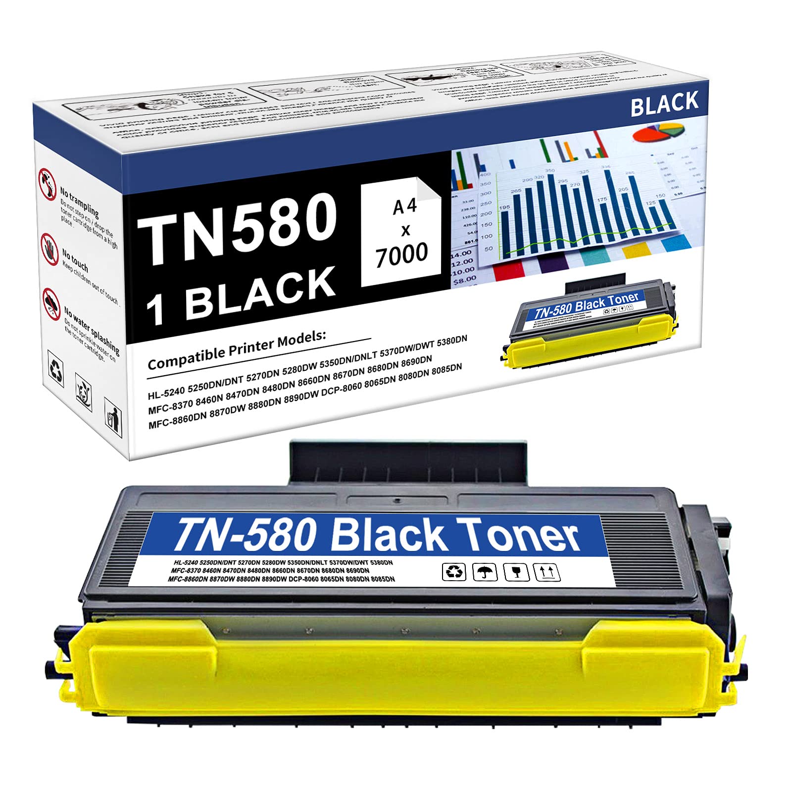 PAIC HOBBYUNION Compatible Toner Cartridge Replacement for Brother TN580 Black,1Pack