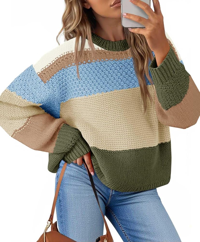 colorful_style୨୧⋆* Saodimallsu Womens Color Block Cropped Sweaters 2025 Winter
