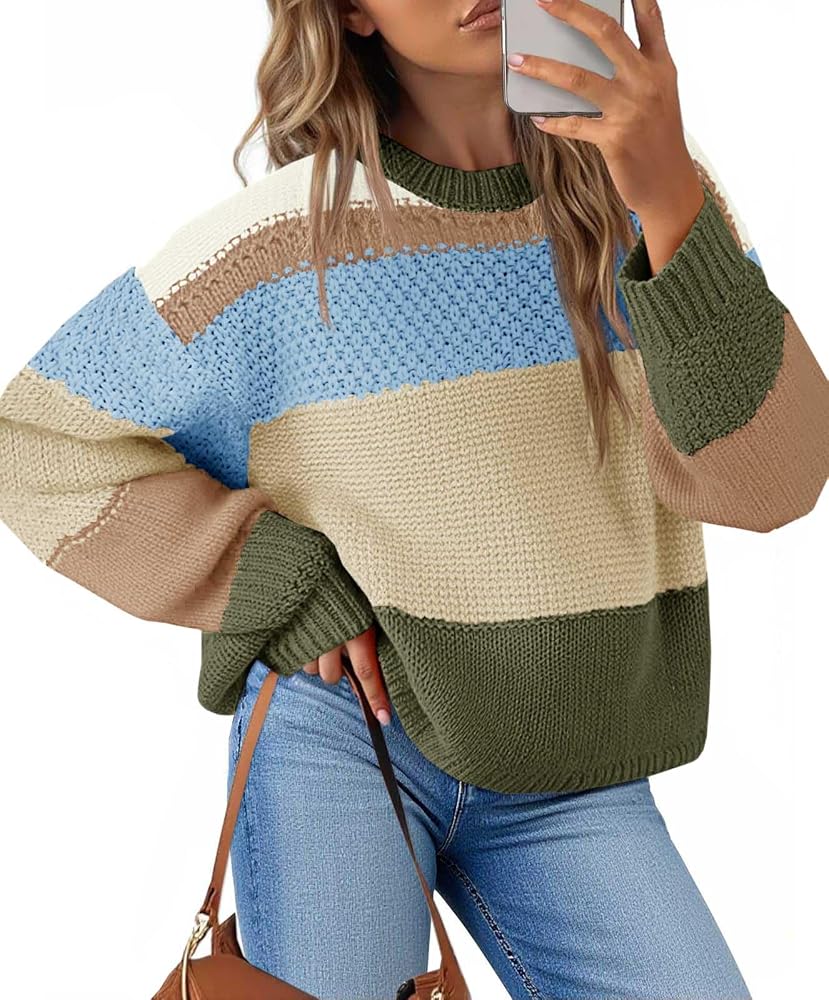 SAODIMALLSU Color Block Cropped Sweaters