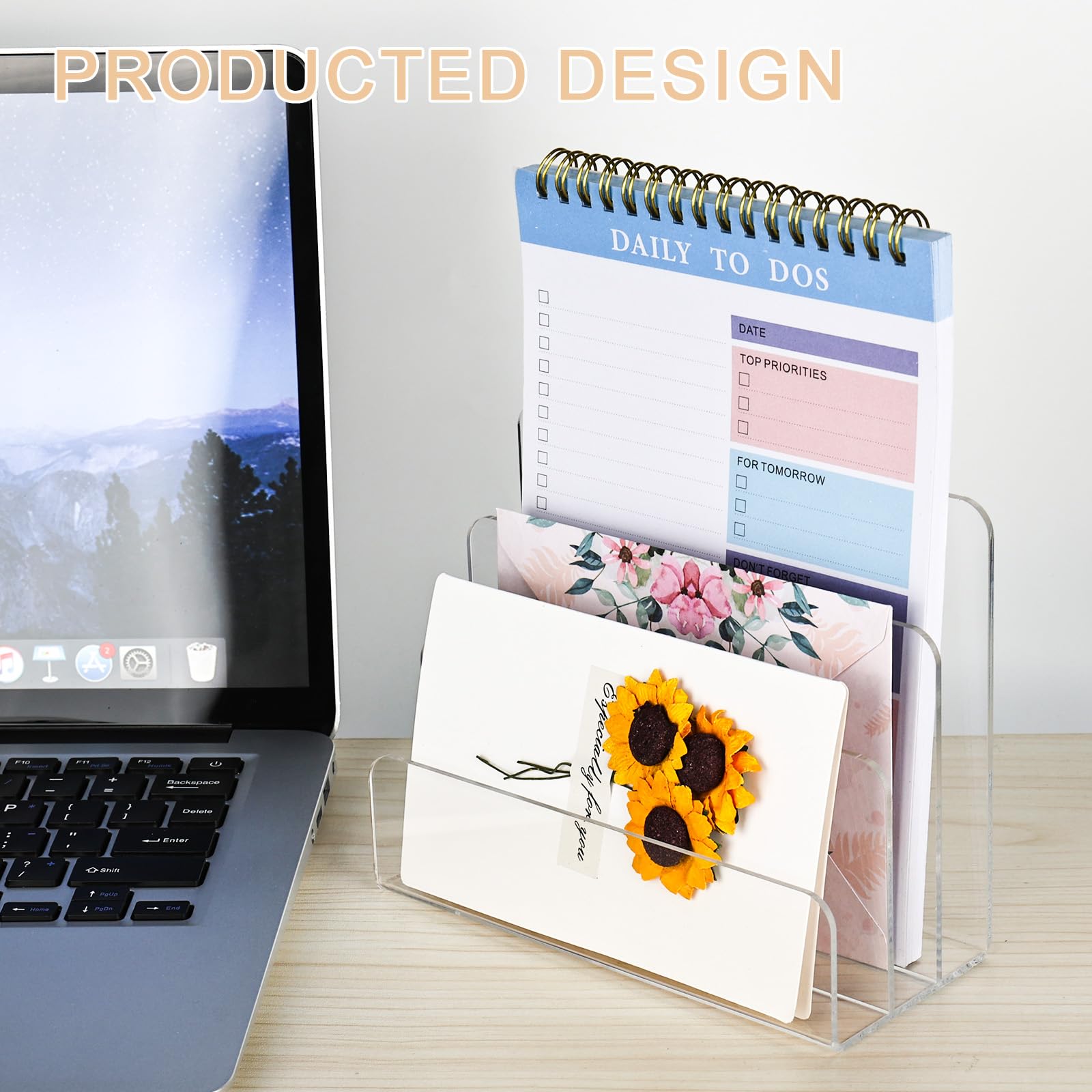 Winter Shore Rangement Acrylique Pour Bureau - Rangement Bureau Organisateur Transparent à 4 Sections - Range Document Bureau