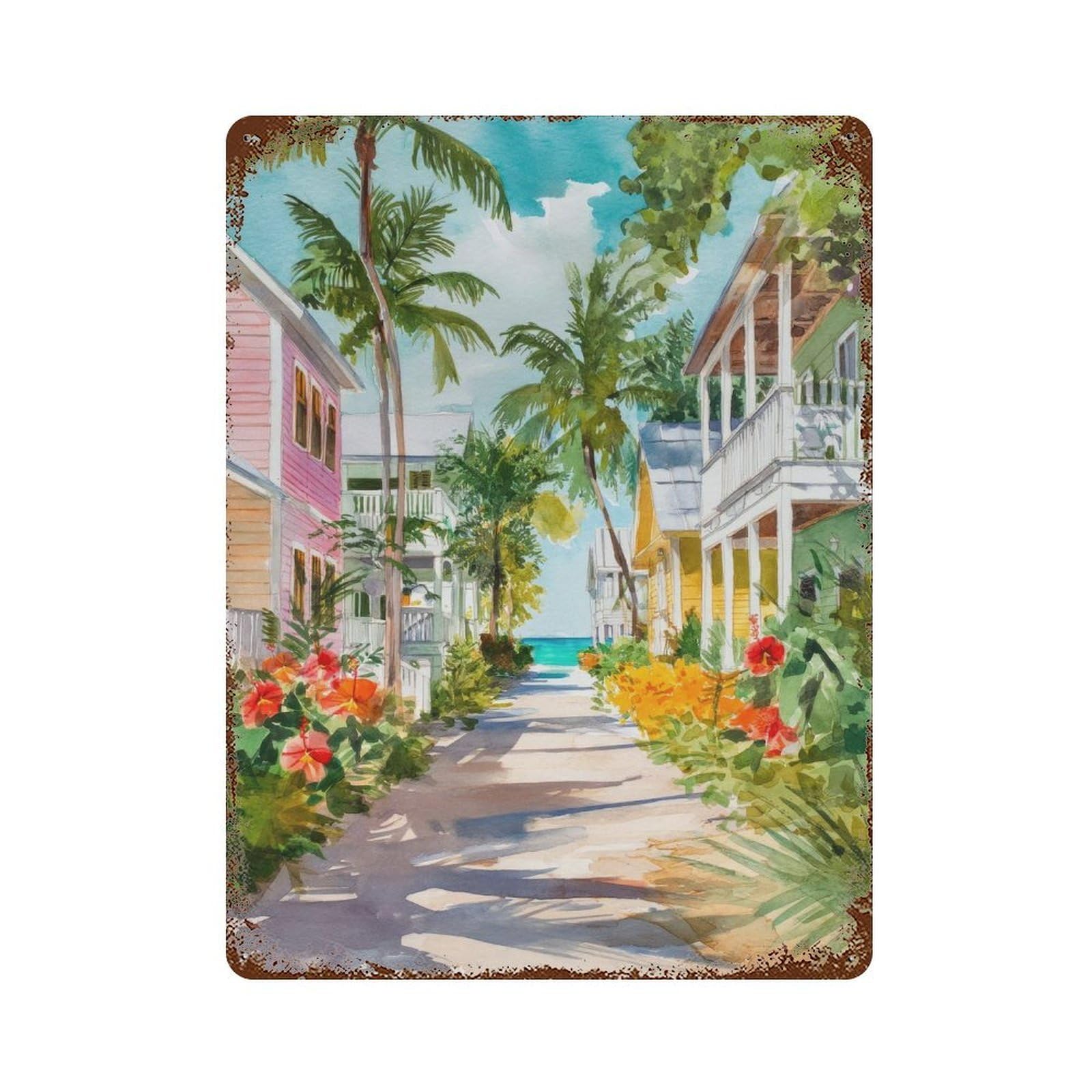 xiaoxiaoshen Key West Florida Travel Tropical Island Street Wall Decor Art Metal Tin Poster Modern Home Decor Art Home Bar Shop Decorations Vintage Sign 40x30cm