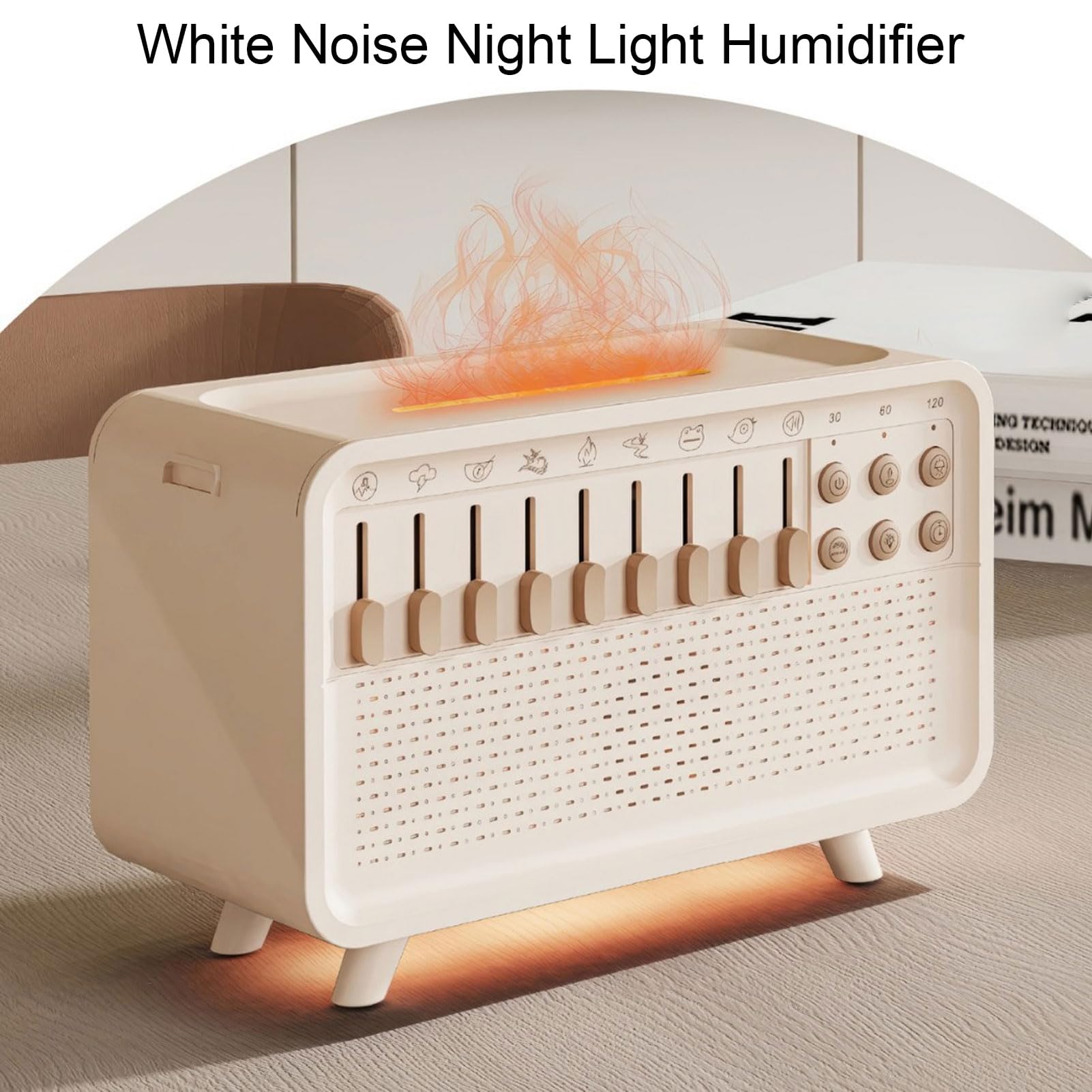 Urządzenie Generujące Biały Szum, Urządzenie Dźwiękowe do Snu 4 w 1 z Nawilżaczem, Głośnik Bluetooth, Światło Nocne, Dyfuzor Olejków Eterycznych, 8 Dźwięków Otoczenia, Tim