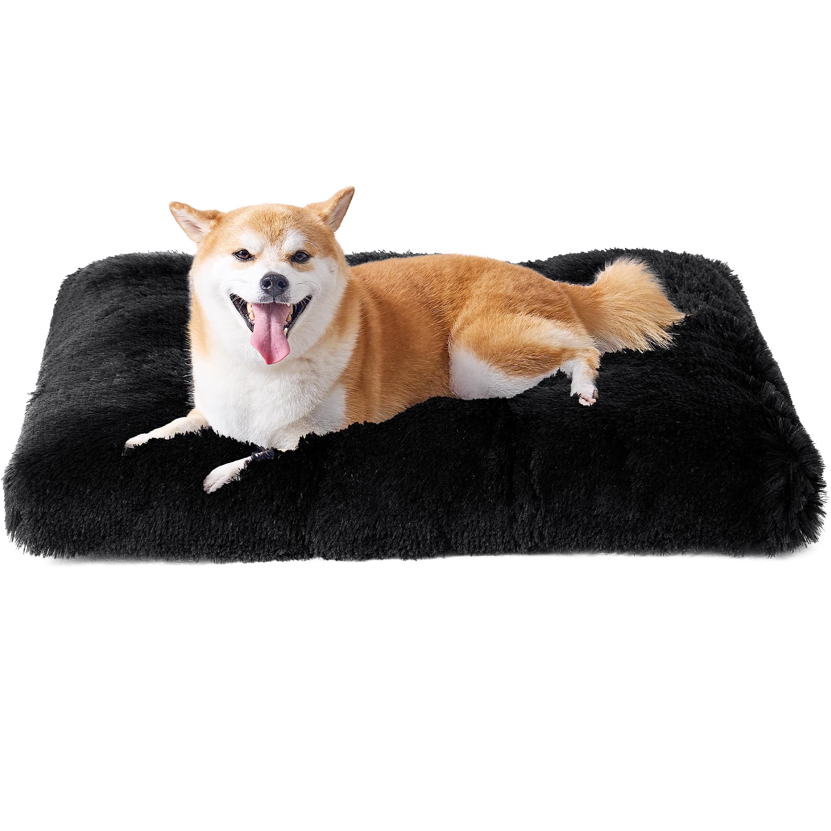 EHEYCIGA Cuscino per Cani Taglia Media, Cuscino Cane Morbida lavabile, Morbido e Confortevole Letto per Cani a Pelo Lungo, Nero, 75x50x7.5cm