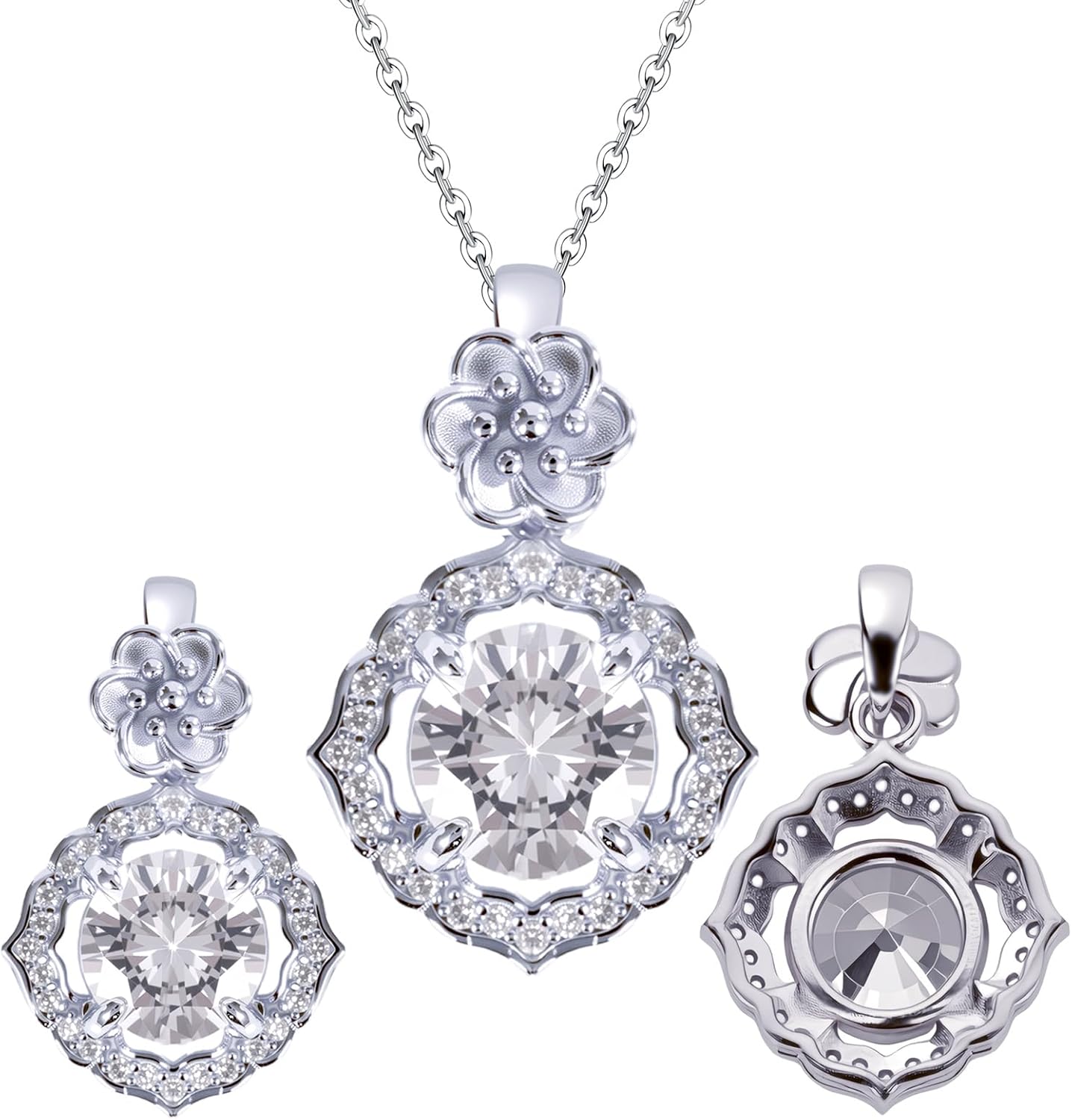 Elegant 18K Gold Chain with Sparkling Diamond & Cubic Zirconia Crystal, Fine Fashion Pendant for Her to Wear Everyday
