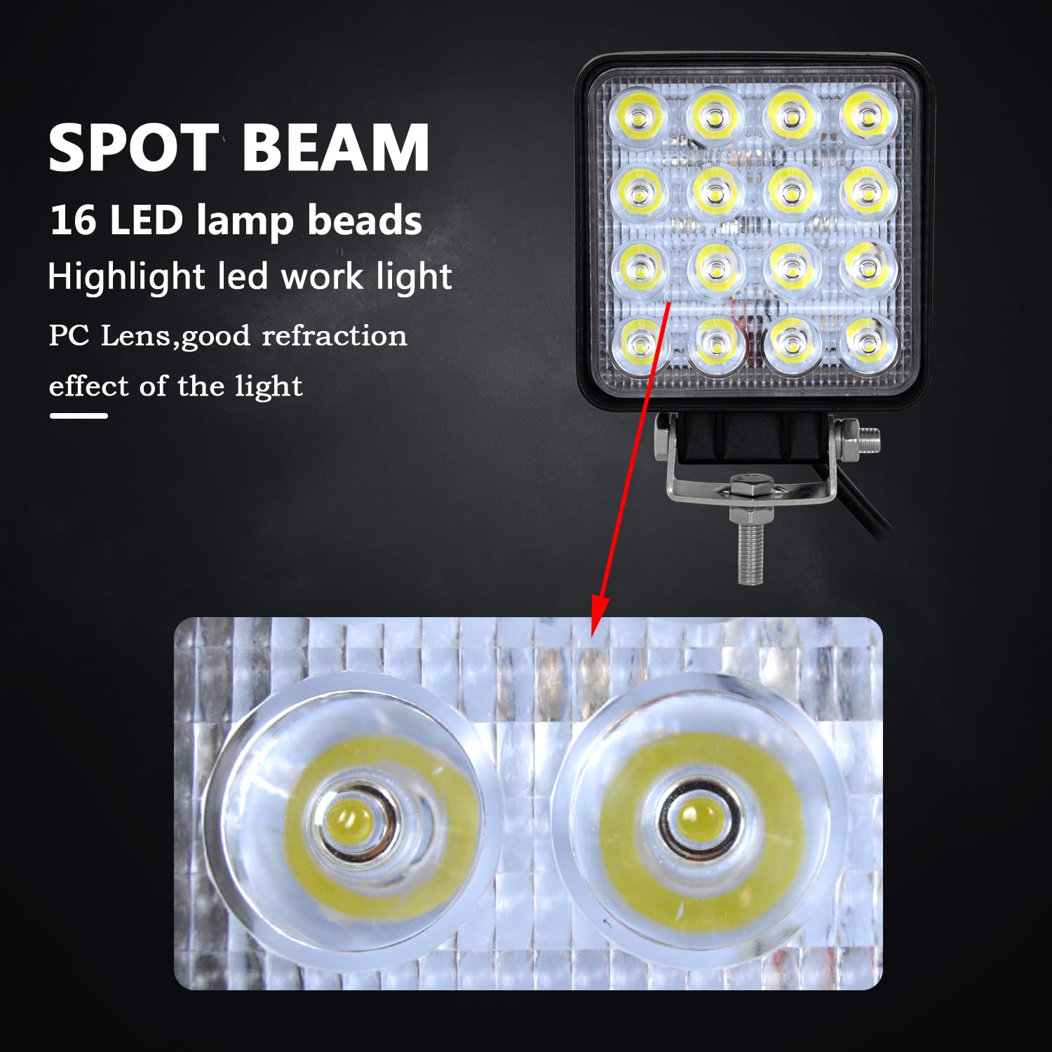 AUXTINGS 10 Stück 10 cm LED Arbeitslicht 48W Scheinwerfer Auto Arbeitsscheinwerfer bar Offroad Zusatzscheinwerfer Spotlight Reflektor led Work Light Auto Arbeitsleucht ATV SUV 4WD 12V-24V