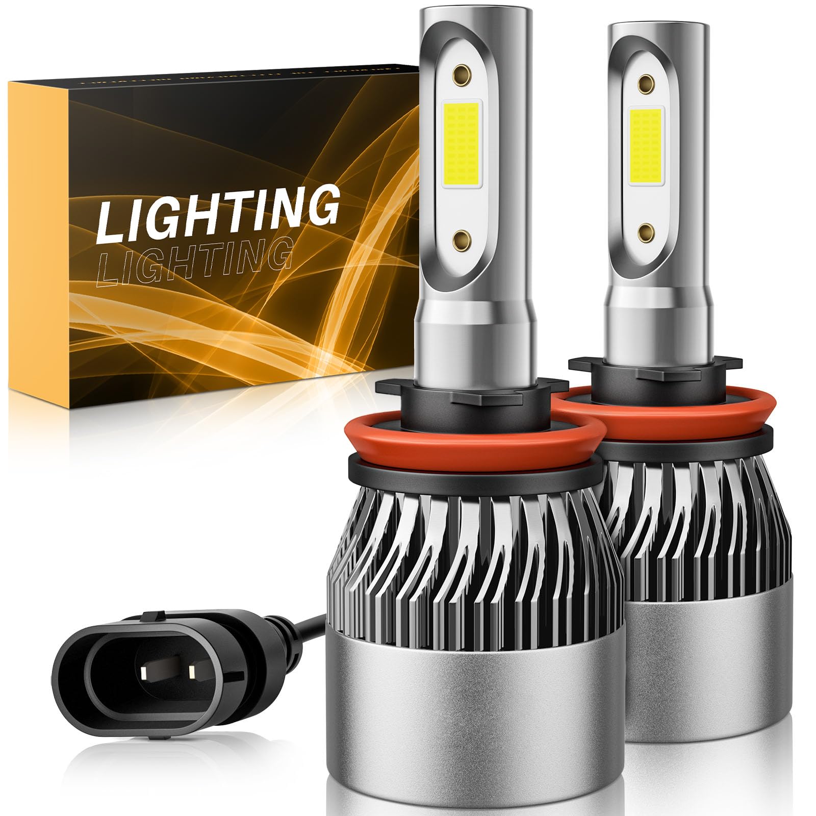 𝖧𝟪 𝖧𝟣𝟨 𝖧𝟣𝟣 LED Fog Light Bulb 6500K Cool White 60000LM 900% Brighter, 1:1 Beam Plug and Play IP68 Waterproof Off-Road Lights, Pack of 2