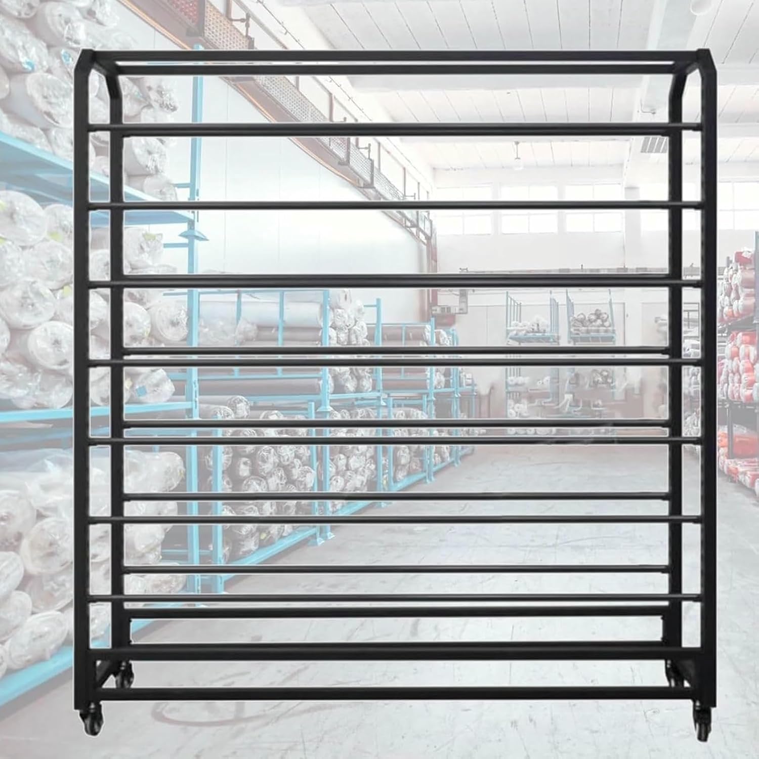 Commercial Fabric Roll Storage Rack - Adjustable Textile Display with Movable Hanging Rod for Vinyl, Leather, Window Film - Efficient Organizer Holder for Craft and Sewing Projects
