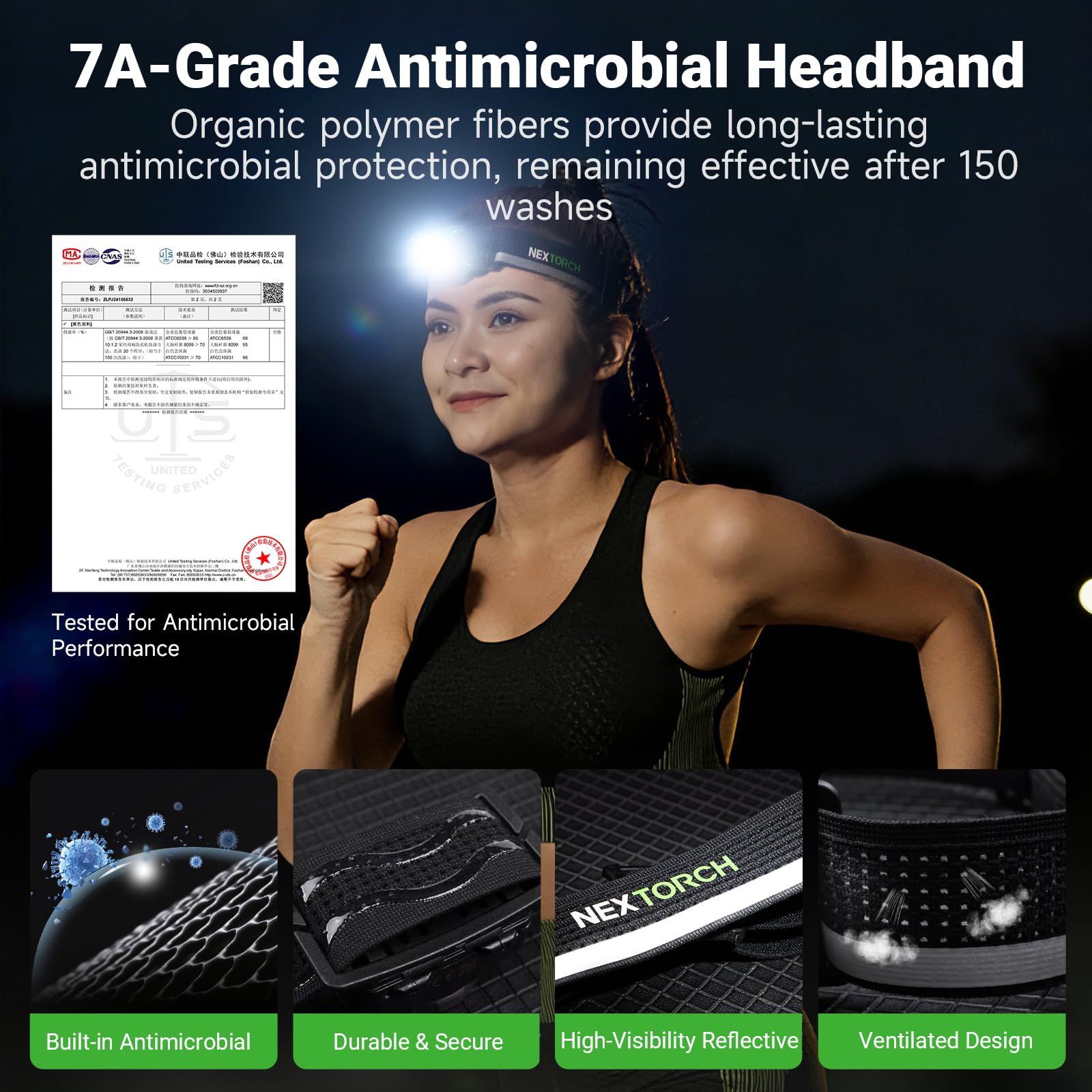 NEXTORCH Linterna frontal recargable Estar, linterna frontal potente de 1 200 lúmenes con luces rojas, haz ajustable (focalizado o amplio), linterna frontal ligera (Negro 1300lm)